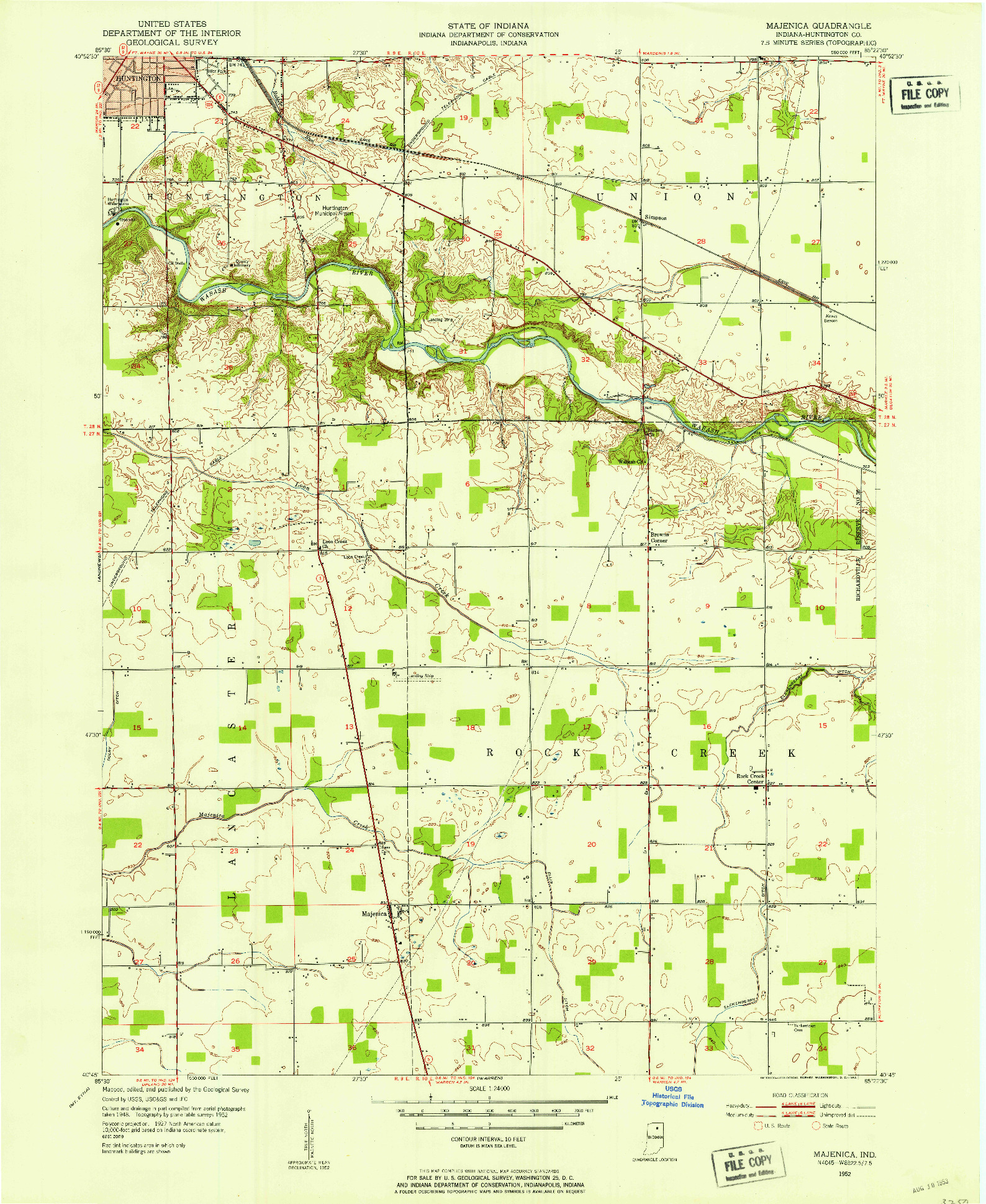 USGS 1:24000-SCALE QUADRANGLE FOR MAJENICA, IN 1952