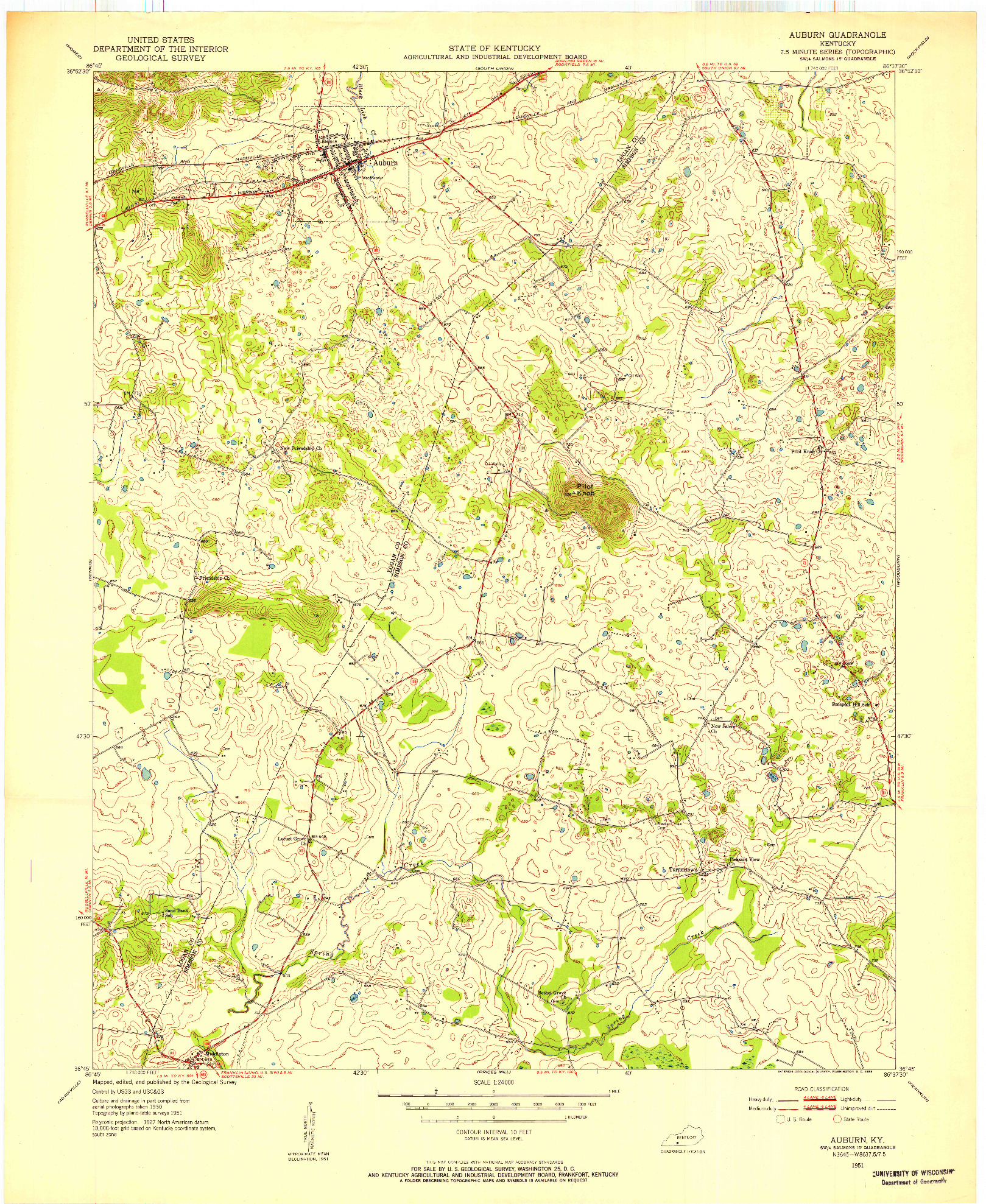 USGS 1:24000-SCALE QUADRANGLE FOR AUBURN, KY 1951