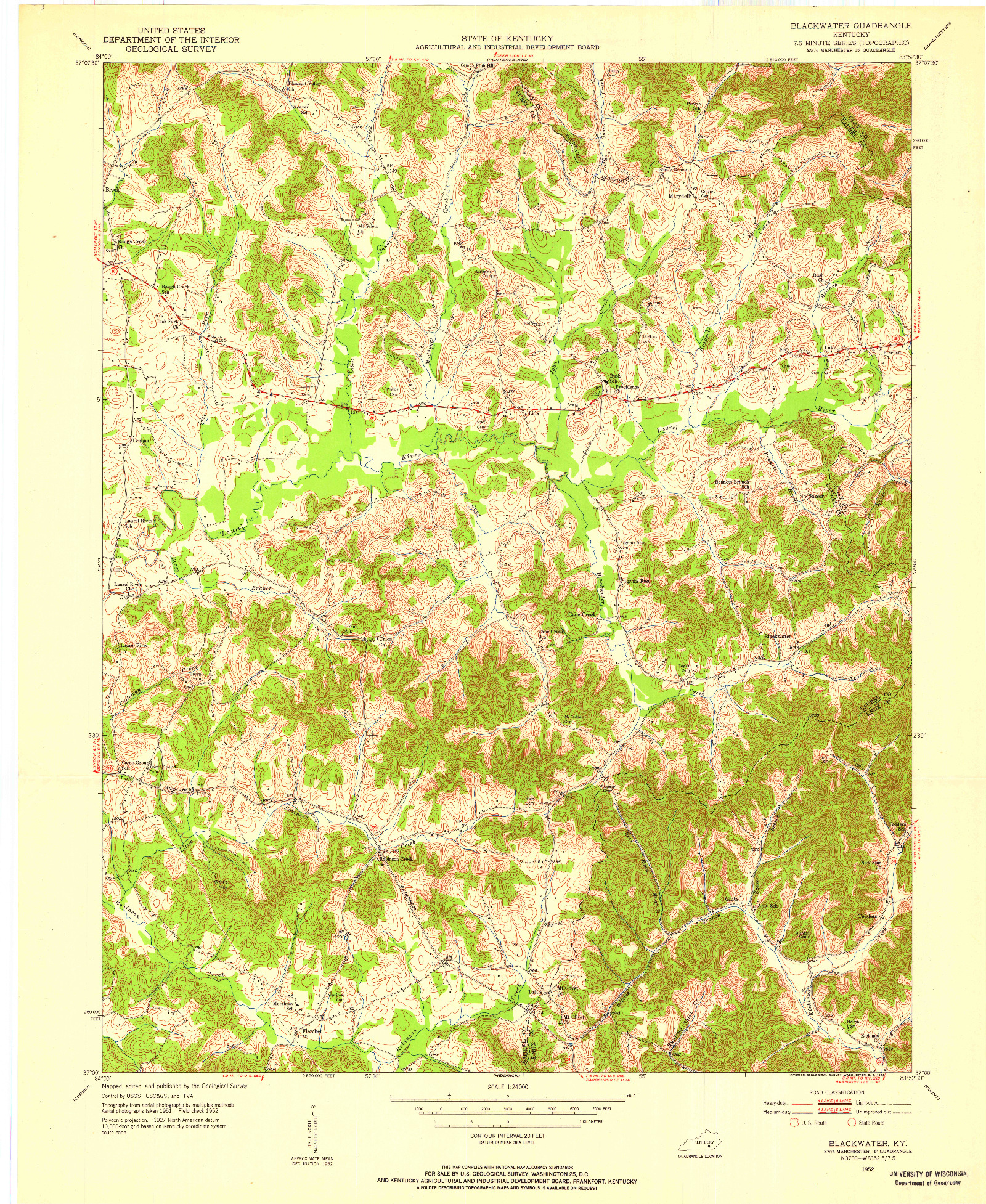 USGS 1:24000-SCALE QUADRANGLE FOR BLACKWATER, KY 1952