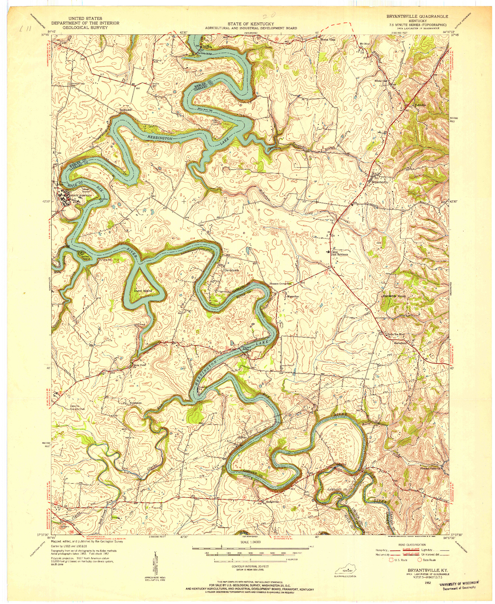 USGS 1:24000-SCALE QUADRANGLE FOR BRYANTSVILLE, KY 1950