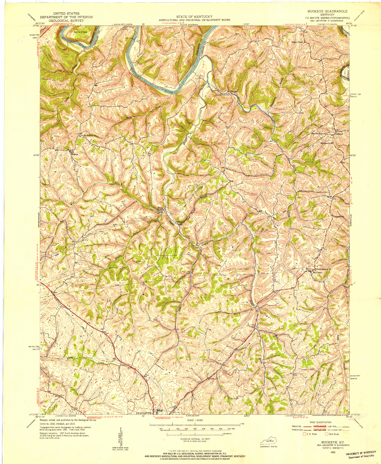 USGS 1:24000-SCALE QUADRANGLE FOR BUCKEYE, KY 1952