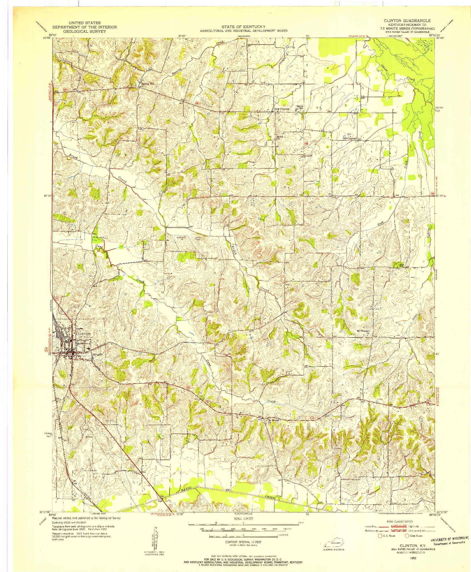 USGS 1:24000-SCALE QUADRANGLE FOR CLINTON, KY 1952