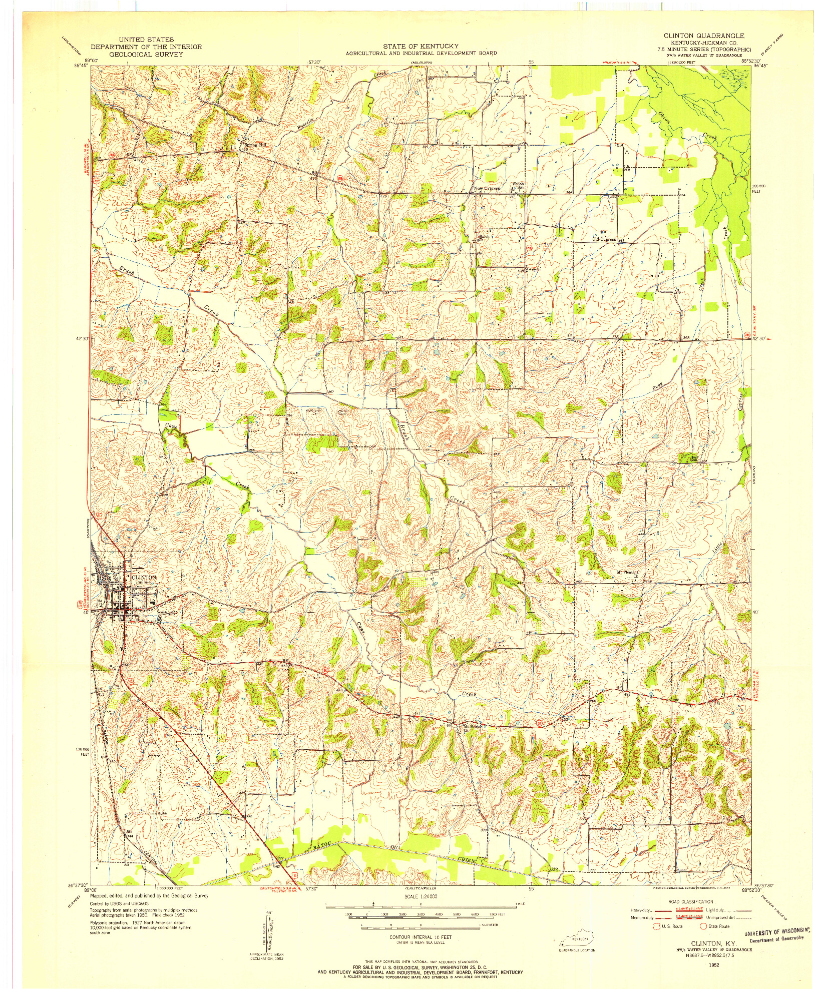 USGS 1:24000-SCALE QUADRANGLE FOR CLINTON, KY 1952