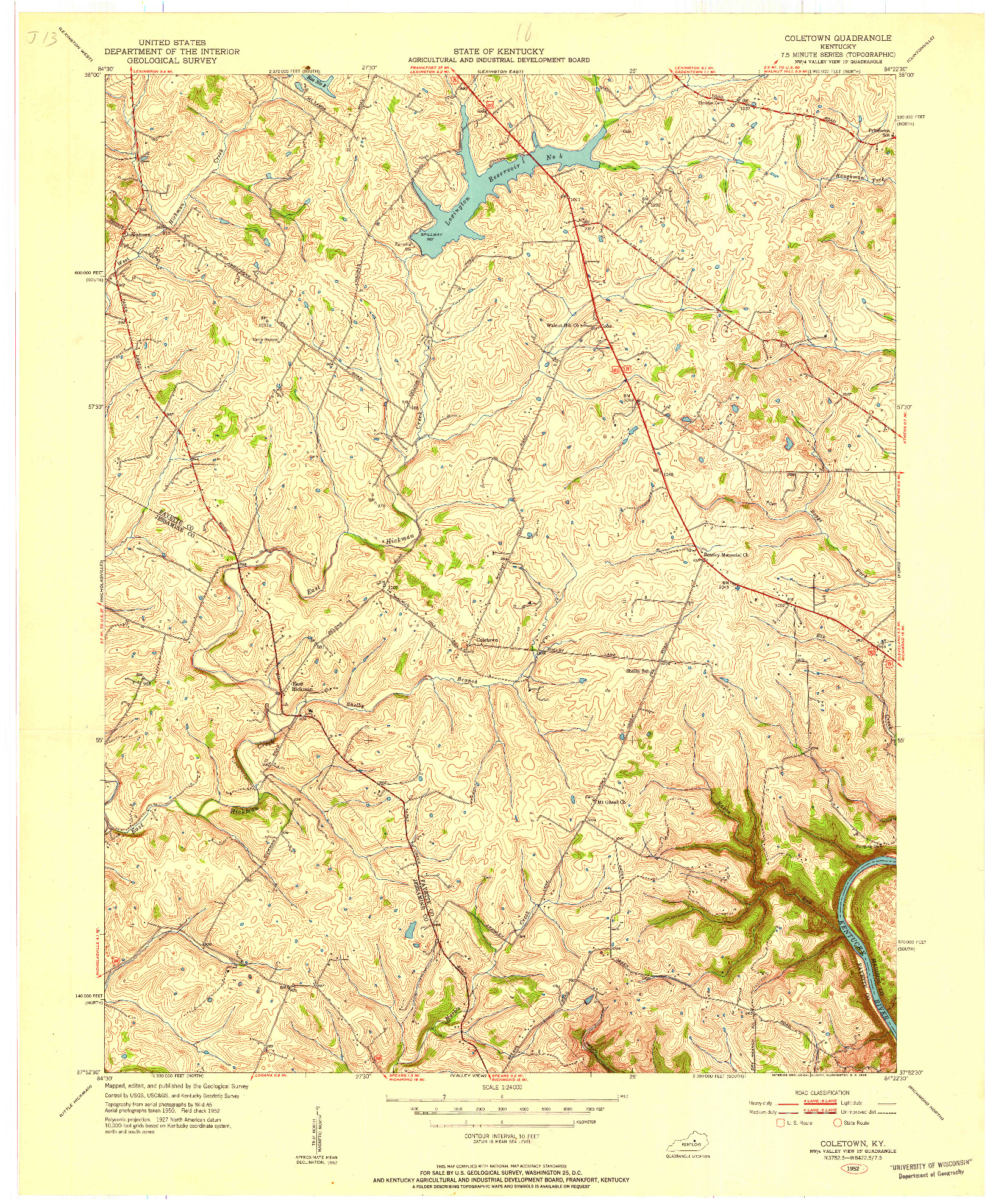 USGS 1:24000-SCALE QUADRANGLE FOR COLETOWN, KY 1952