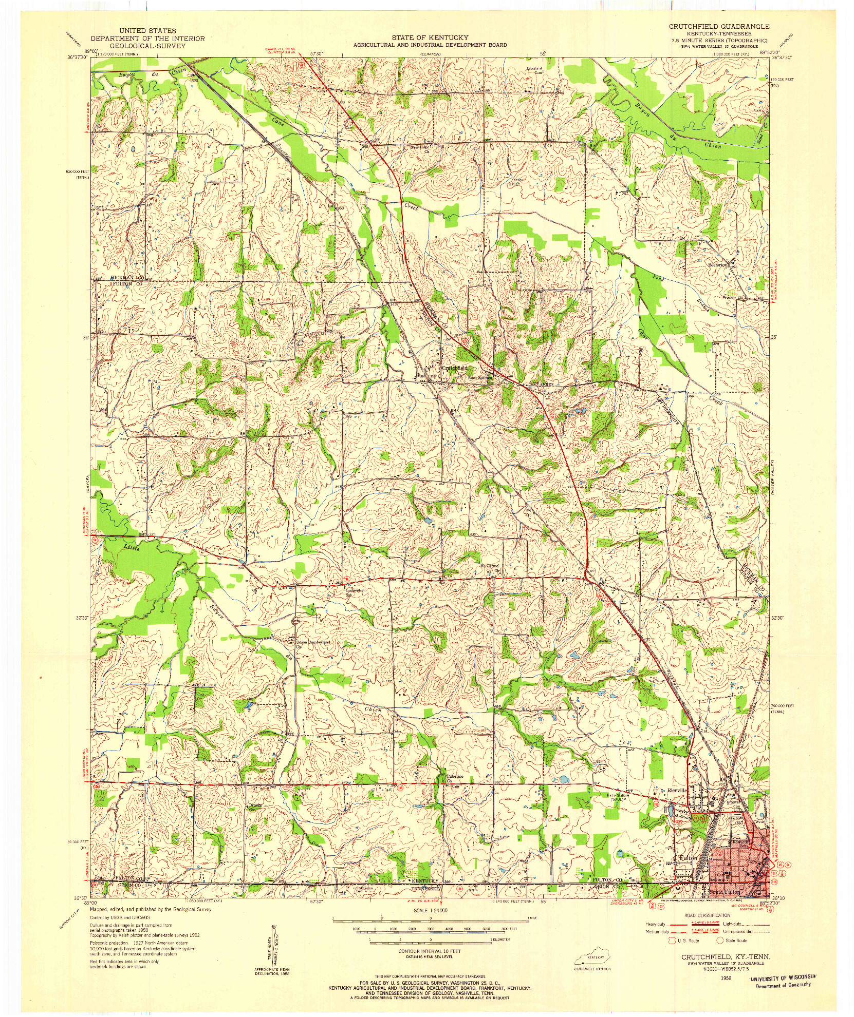 USGS 1:24000-SCALE QUADRANGLE FOR CRUTCHFIELD, KY 1952