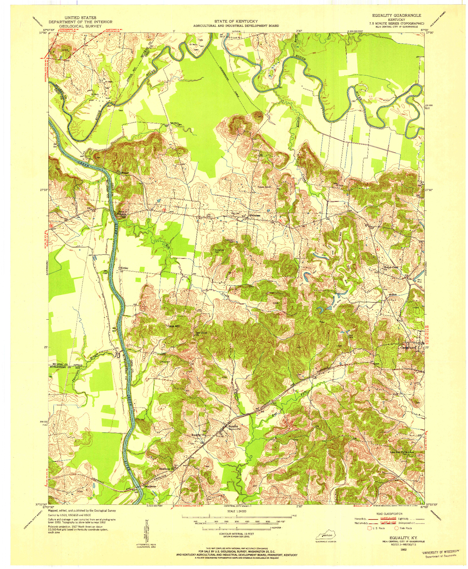 USGS 1:24000-SCALE QUADRANGLE FOR EQUALITY, KY 1952
