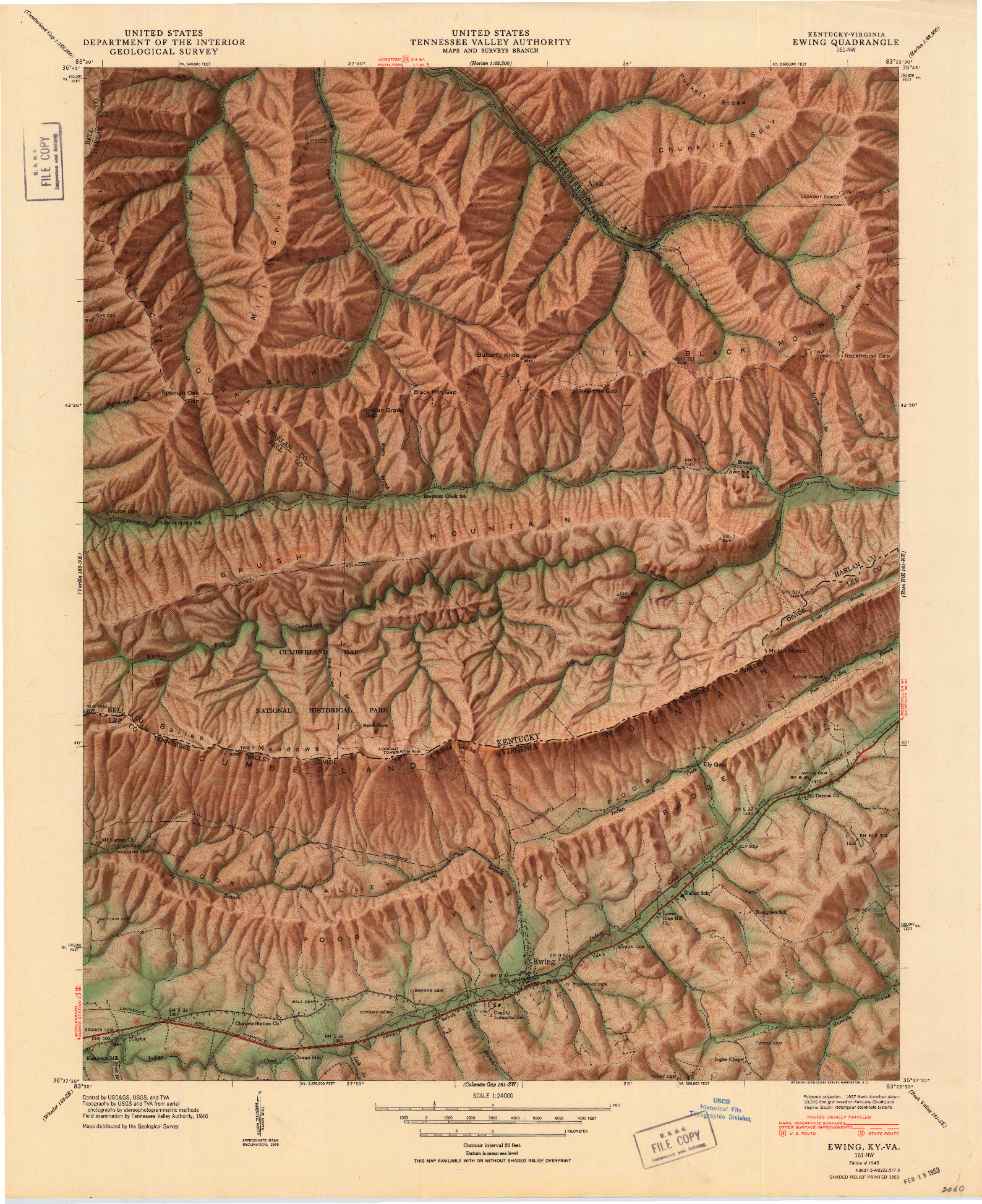 USGS 1:24000-SCALE QUADRANGLE FOR EWING, KY 1949