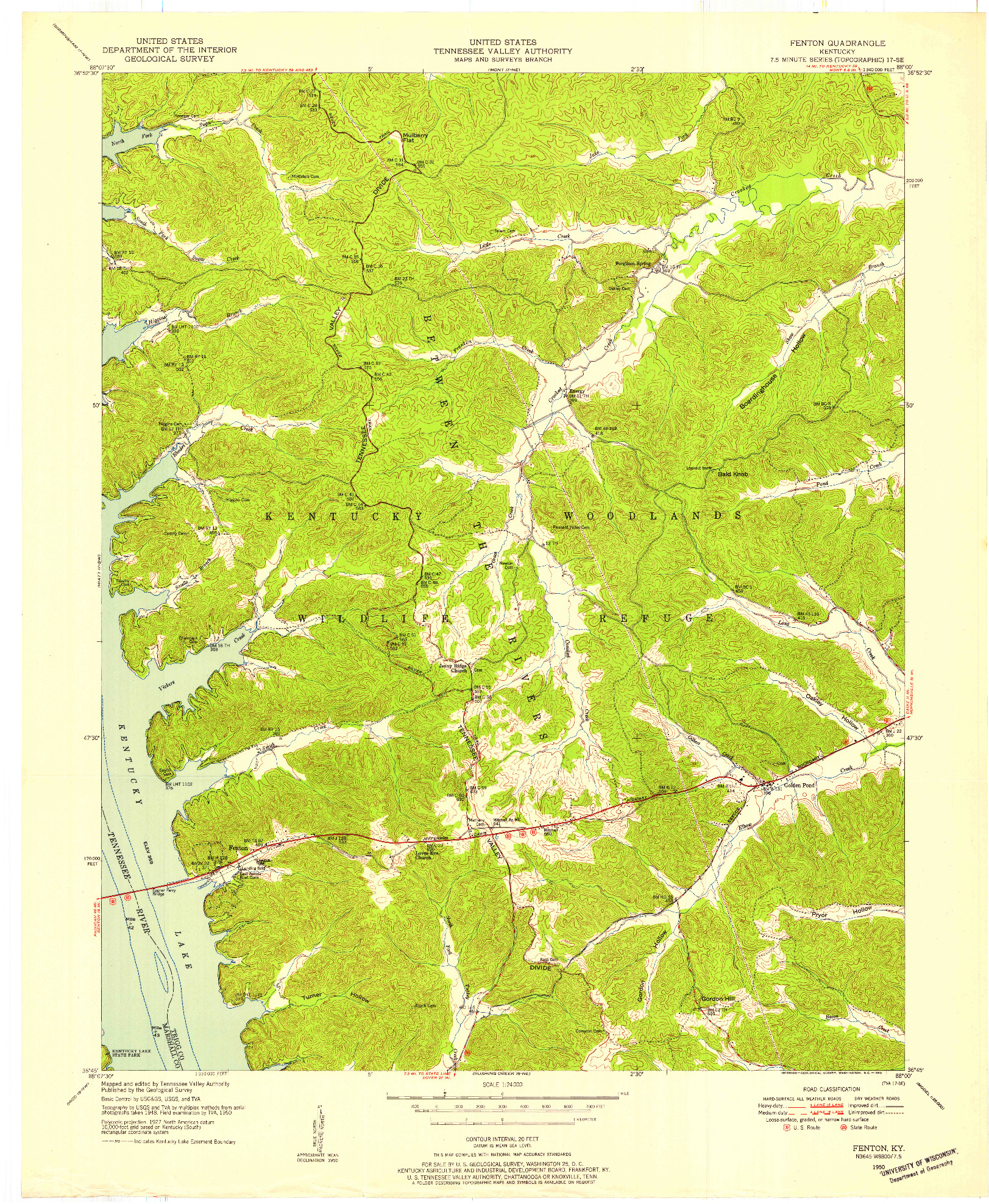 USGS 1:24000-SCALE QUADRANGLE FOR FENTON, KY 1950