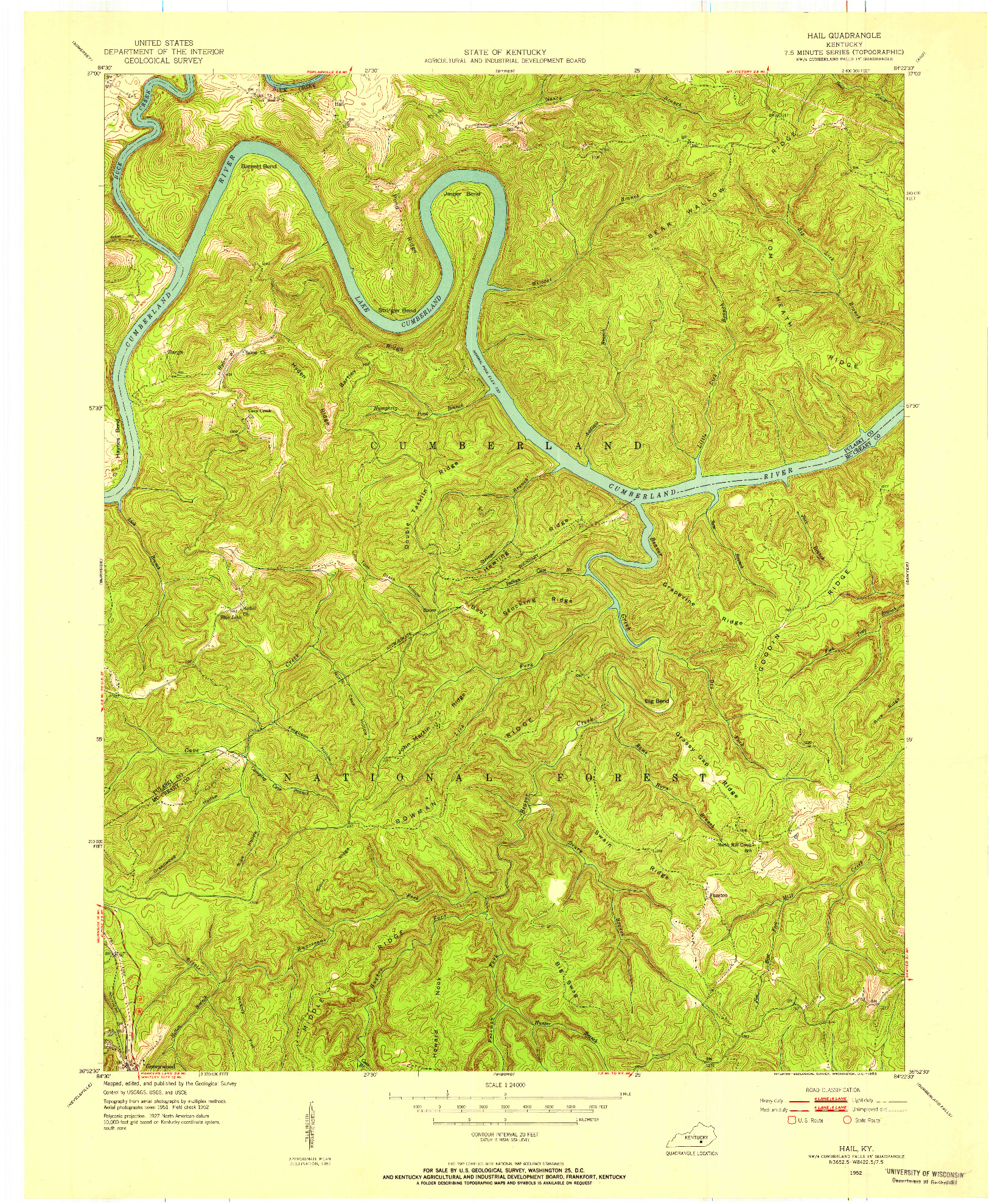 USGS 1:24000-SCALE QUADRANGLE FOR HAIL, KY 1952