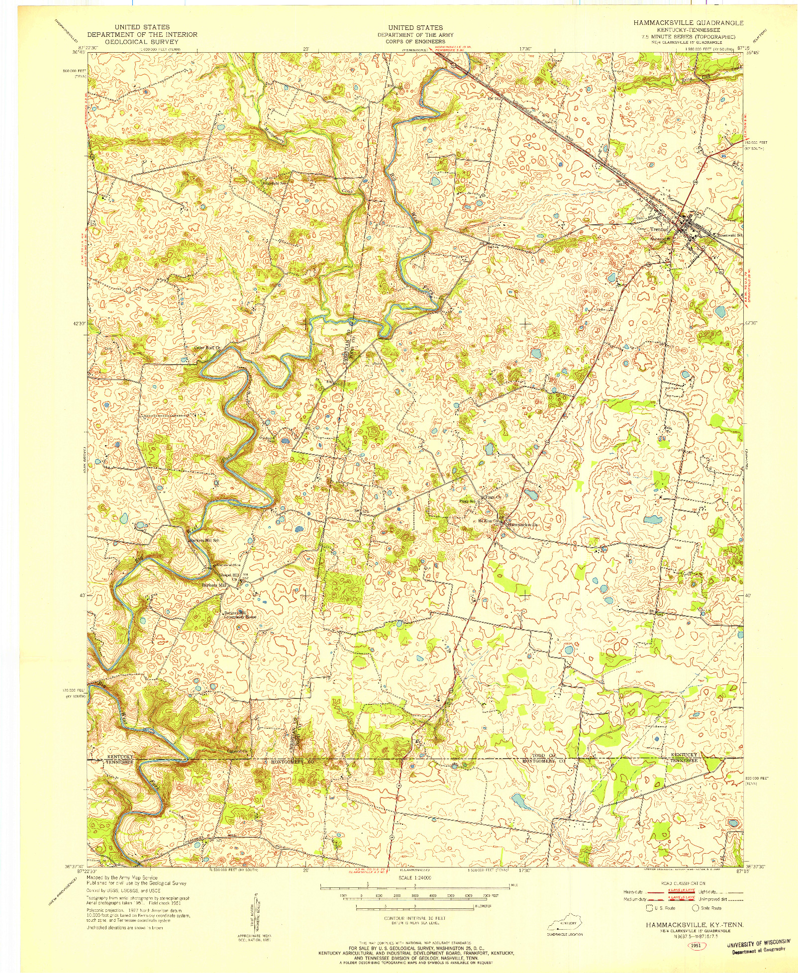 USGS 1:24000-SCALE QUADRANGLE FOR HAMMACKSVILLE, KY 1951