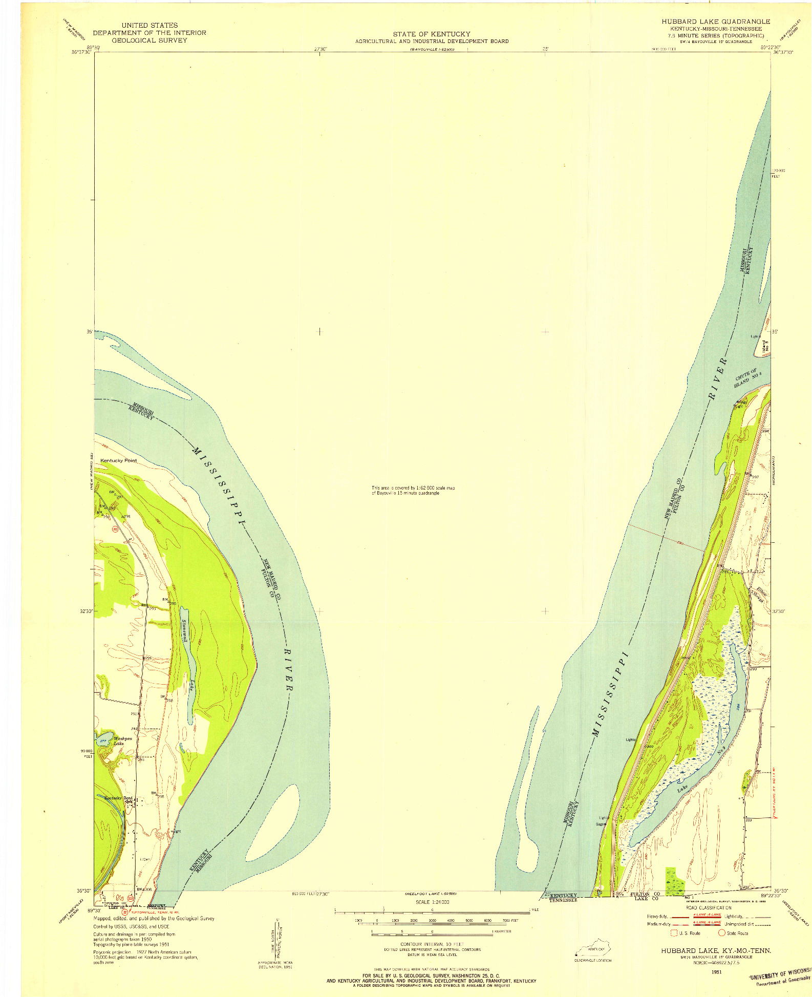 USGS 1:24000-SCALE QUADRANGLE FOR HUBBARD LAKE, KY 1951