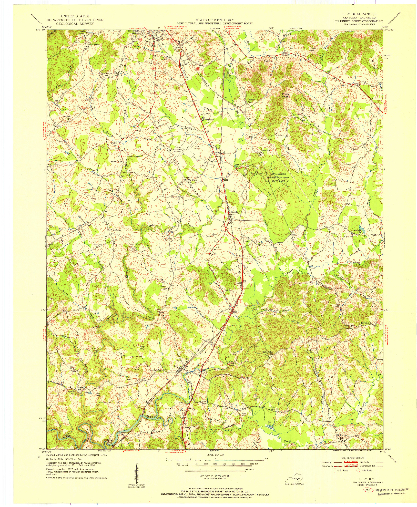 USGS 1:24000-SCALE QUADRANGLE FOR LILY, KY 1952