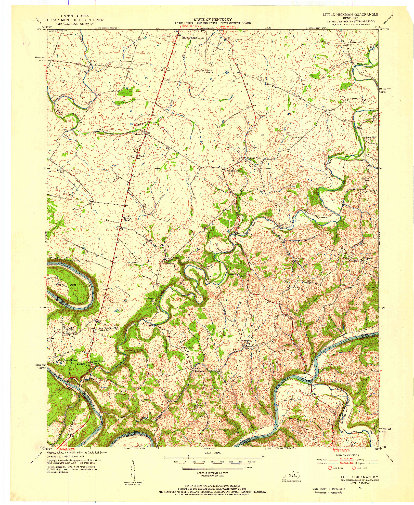 USGS 1:24000-SCALE QUADRANGLE FOR LITTLE HICKMAN, KY 1952