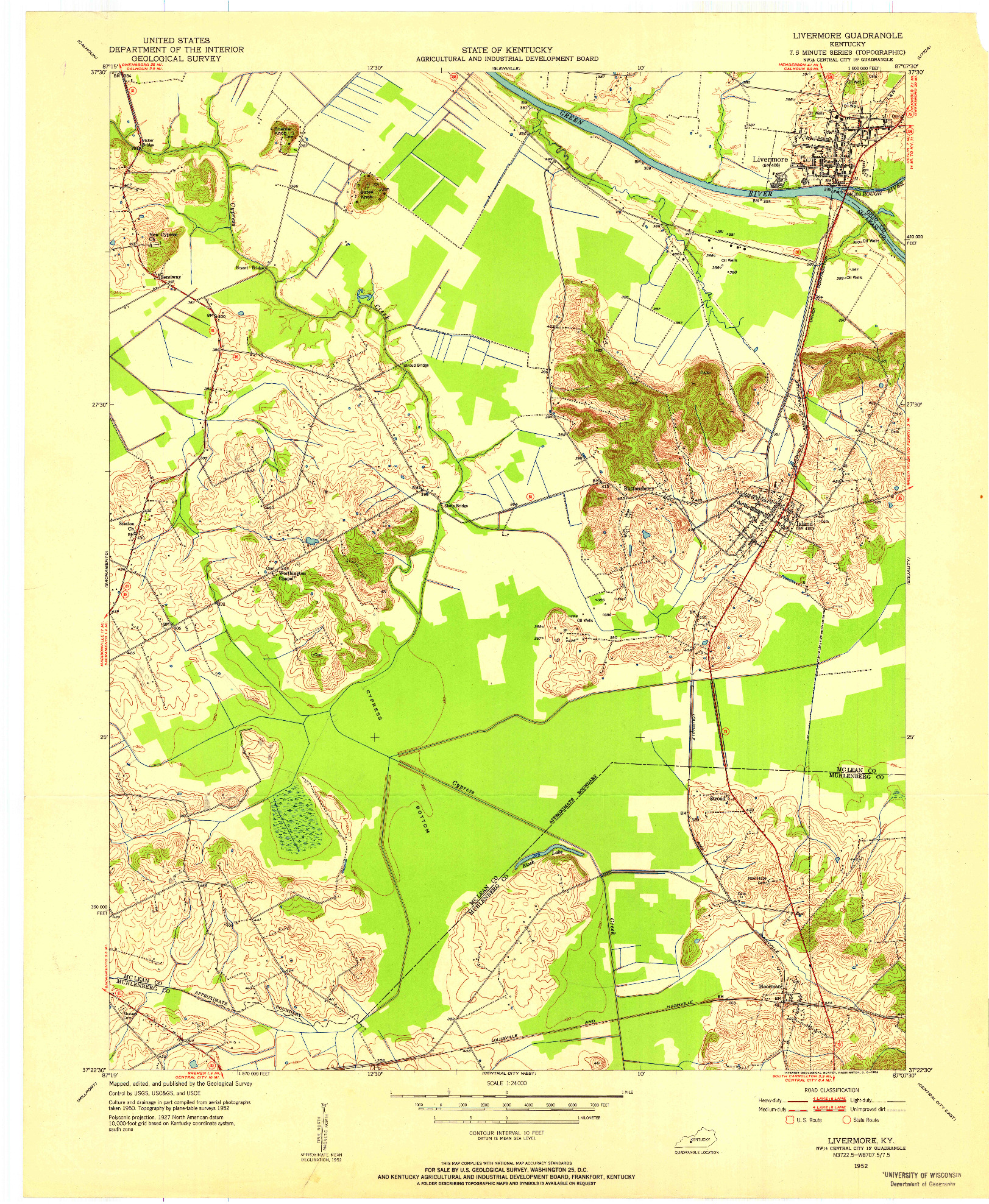 USGS 1:24000-SCALE QUADRANGLE FOR LIVERMORE, KY 1952