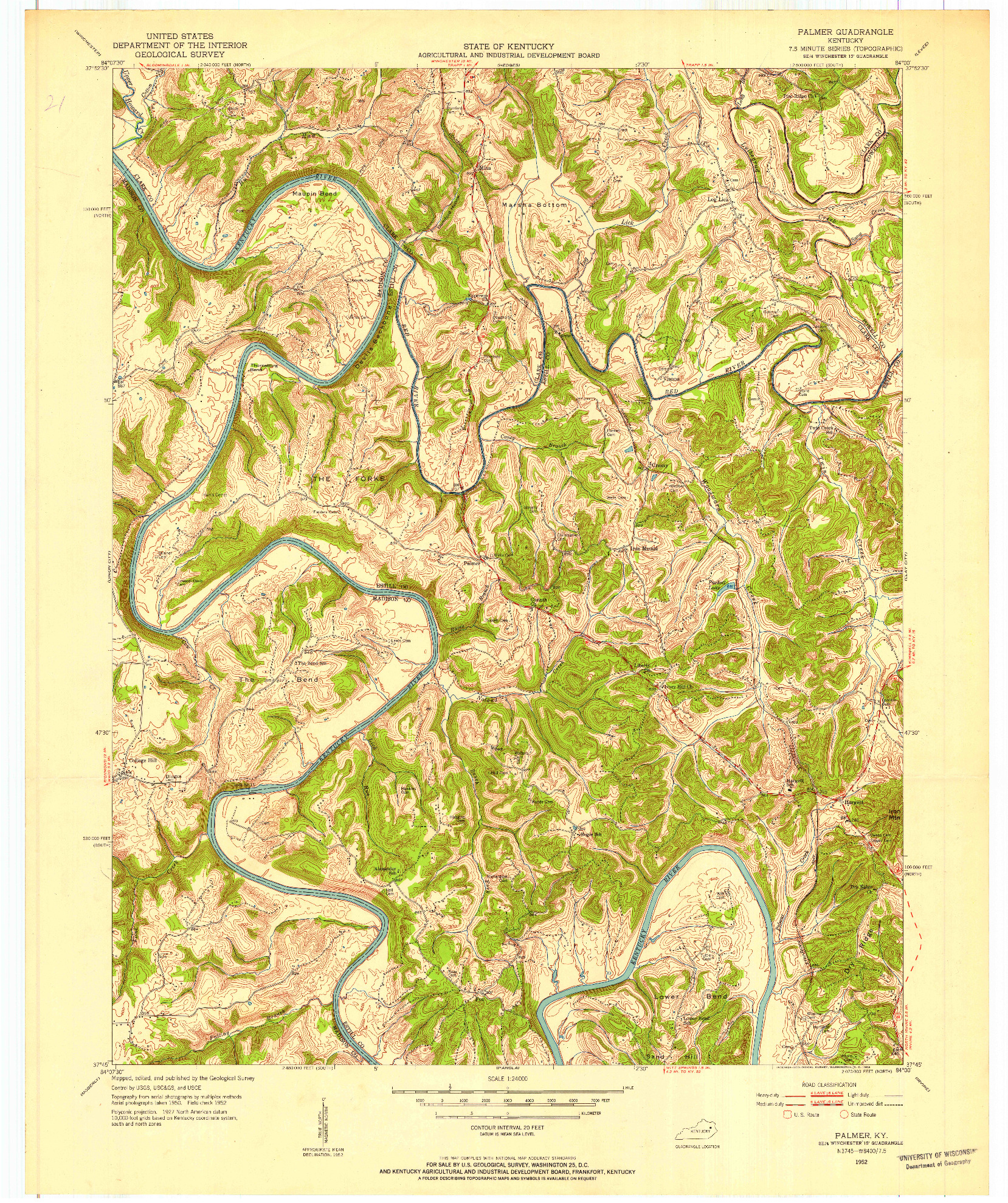 USGS 1:24000-SCALE QUADRANGLE FOR PALMER, KY 1952