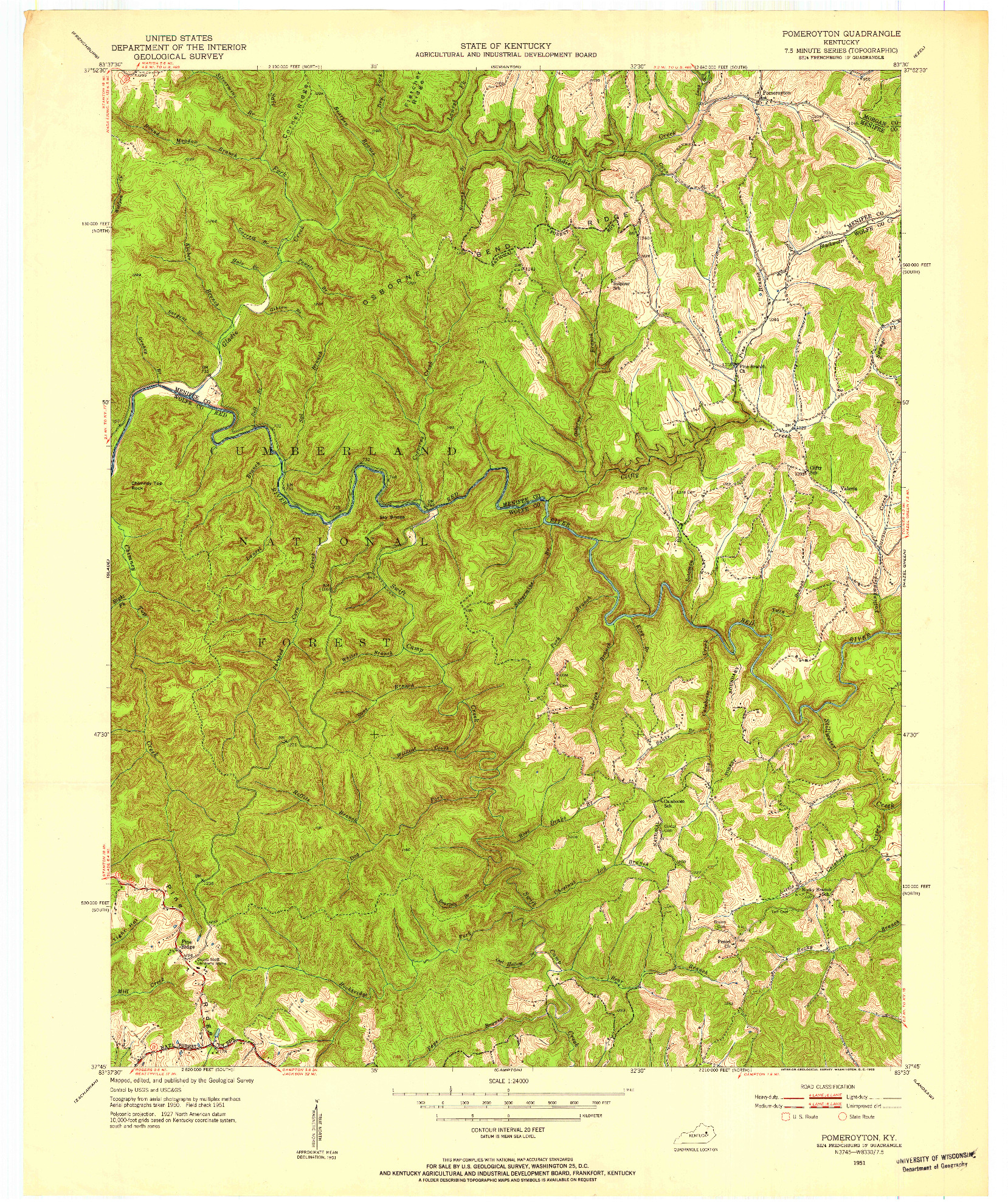 USGS 1:24000-SCALE QUADRANGLE FOR POMEROYTON, KY 1951