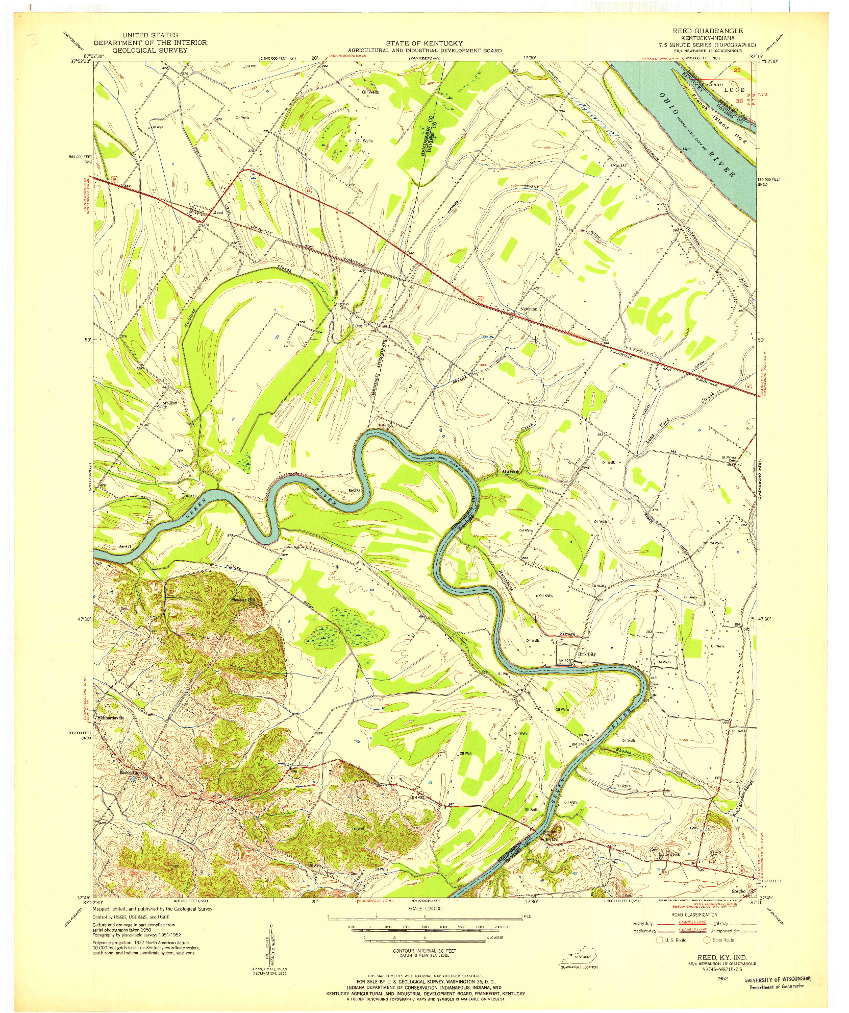 USGS 1:24000-SCALE QUADRANGLE FOR REED, KY 1952