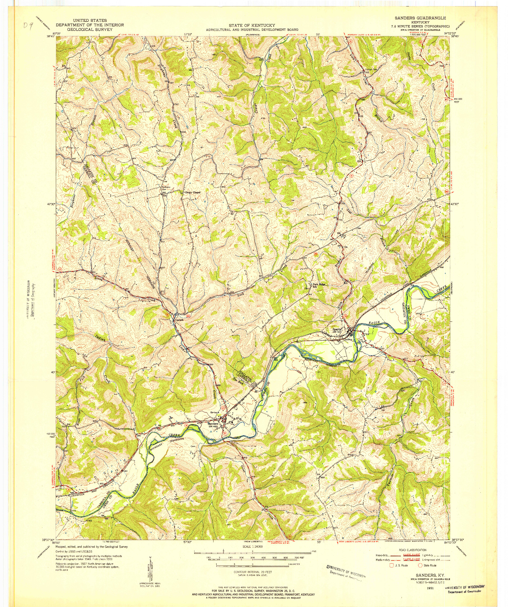 USGS 1:24000-SCALE QUADRANGLE FOR SANDERS, KY 1951