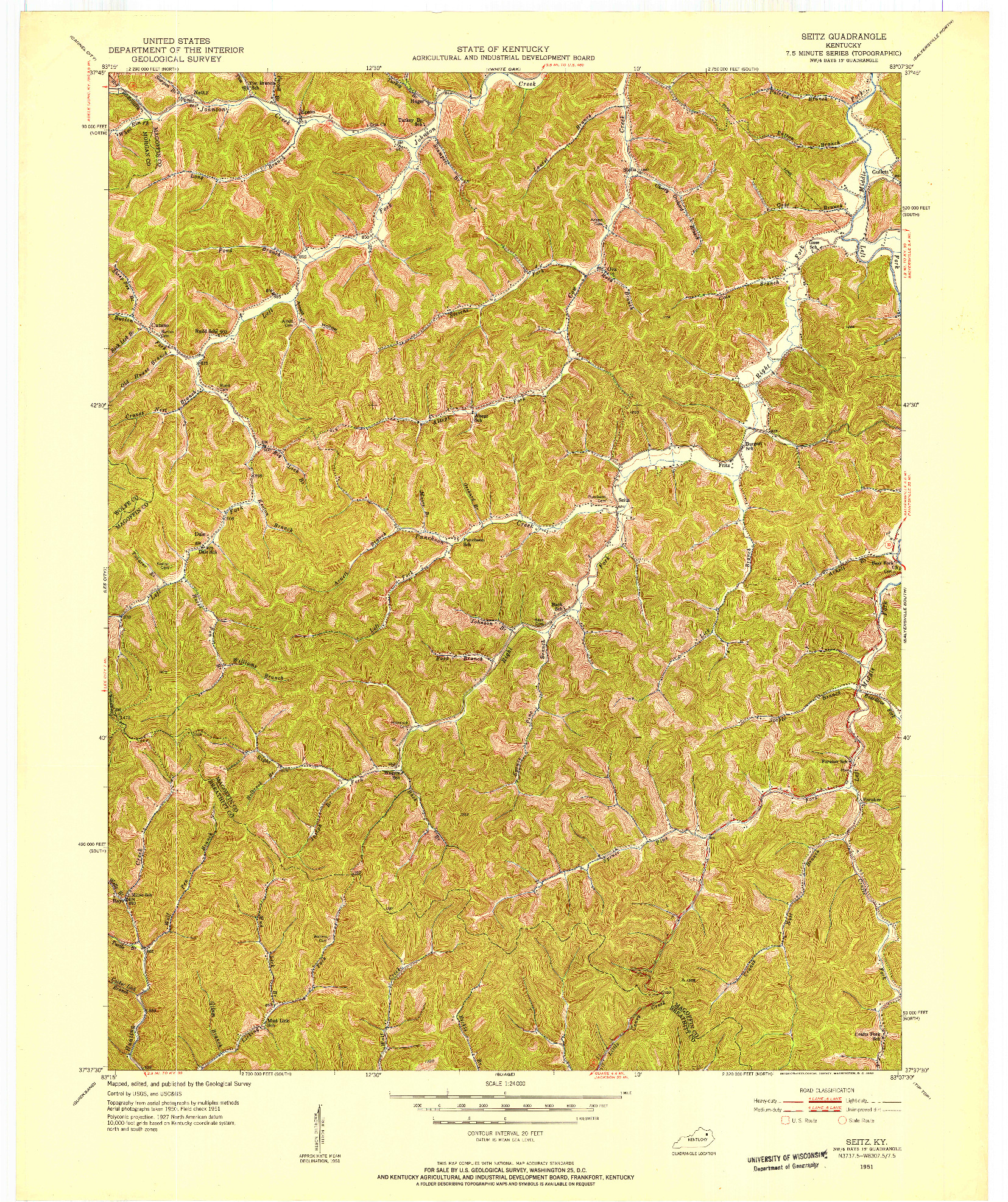 USGS 1:24000-SCALE QUADRANGLE FOR SEITZ, KY 1951