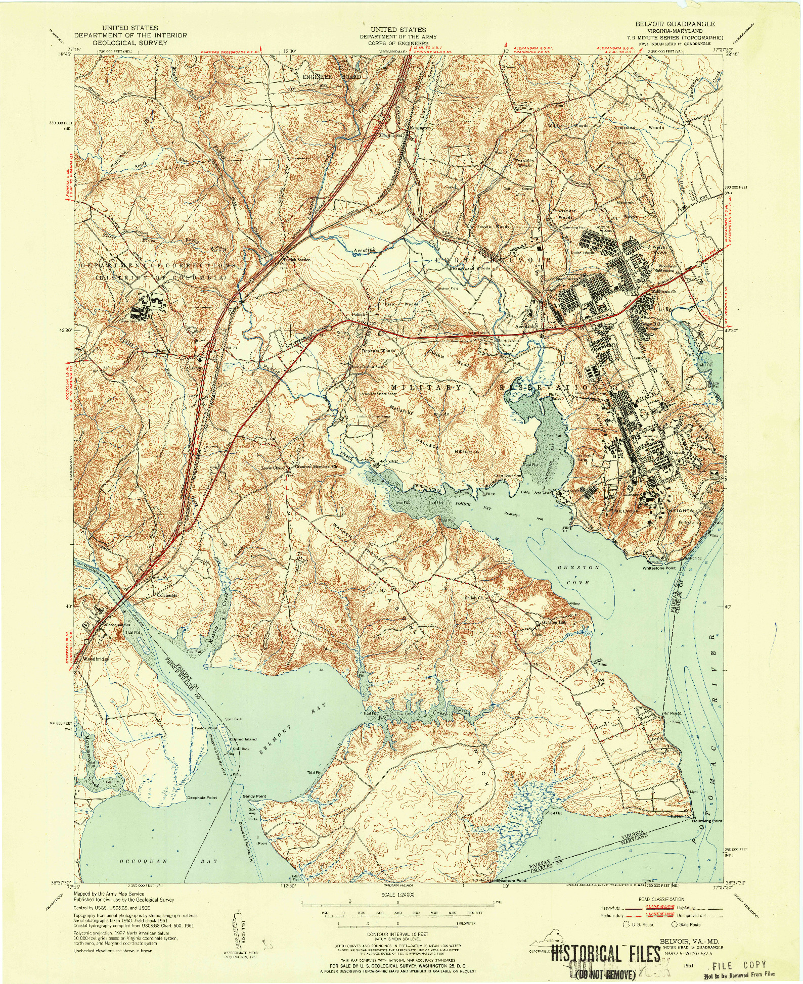 USGS 1:24000-SCALE QUADRANGLE FOR BELVOIR, VA 1951