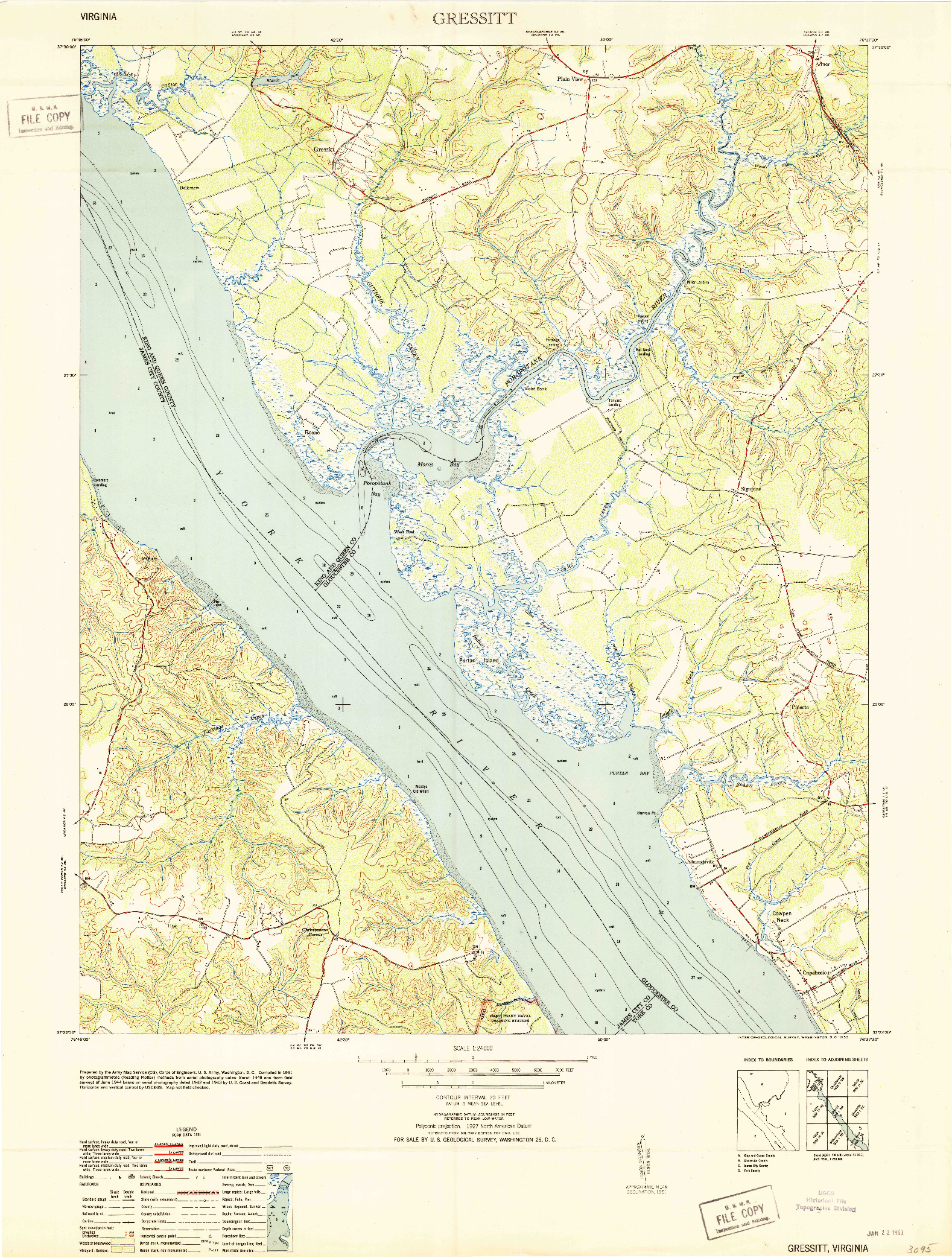 USGS 1:24000-SCALE QUADRANGLE FOR GRESSITT, VA 1953