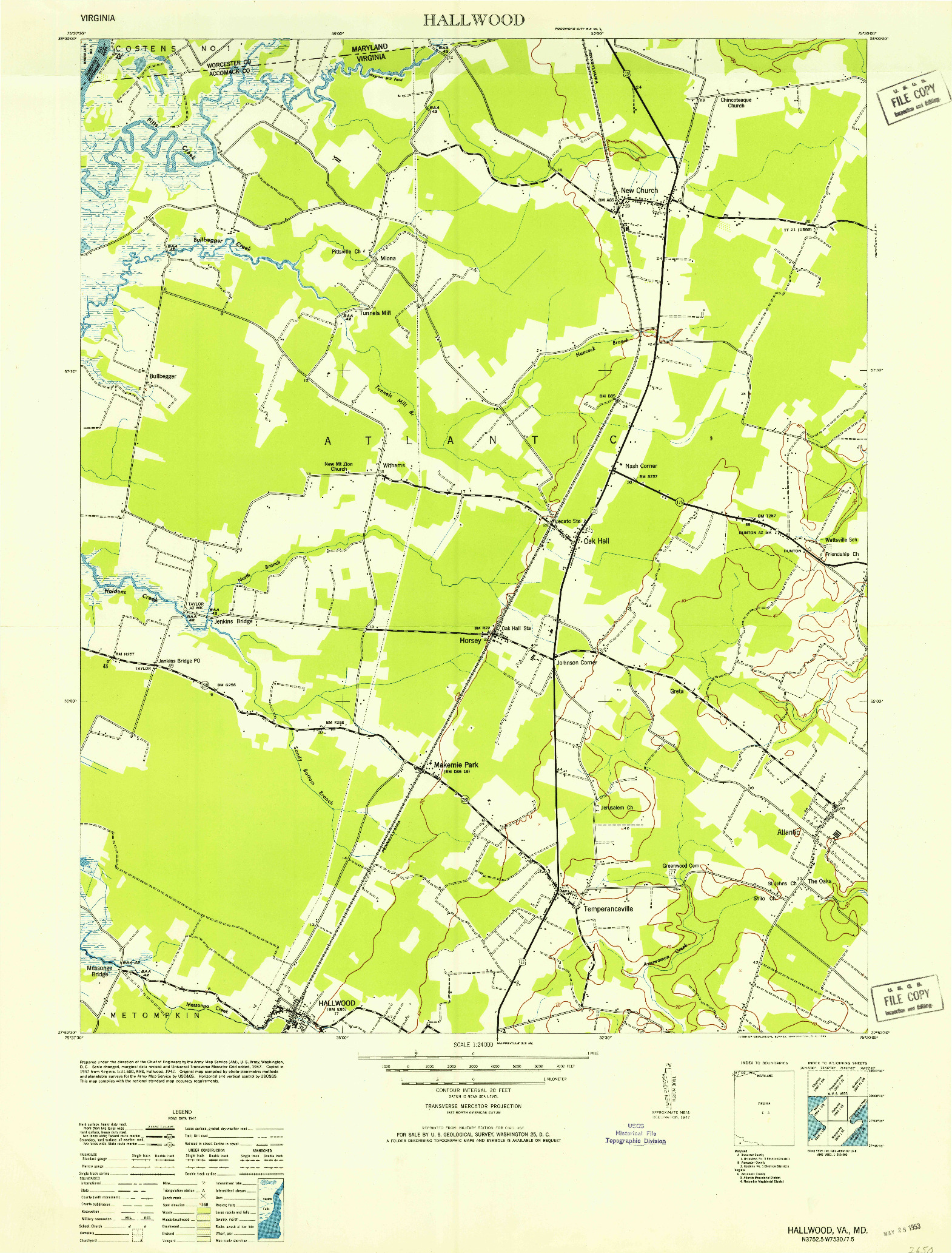 USGS 1:24000-SCALE QUADRANGLE FOR HALLWOOD, VA 1953