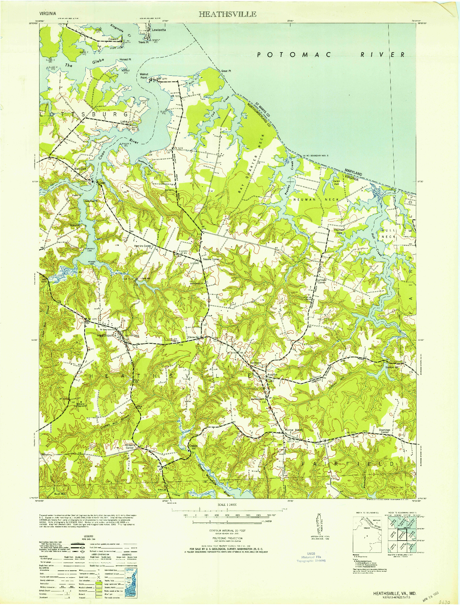 USGS 1:24000-SCALE QUADRANGLE FOR HEATHSVILLE, VA 1953