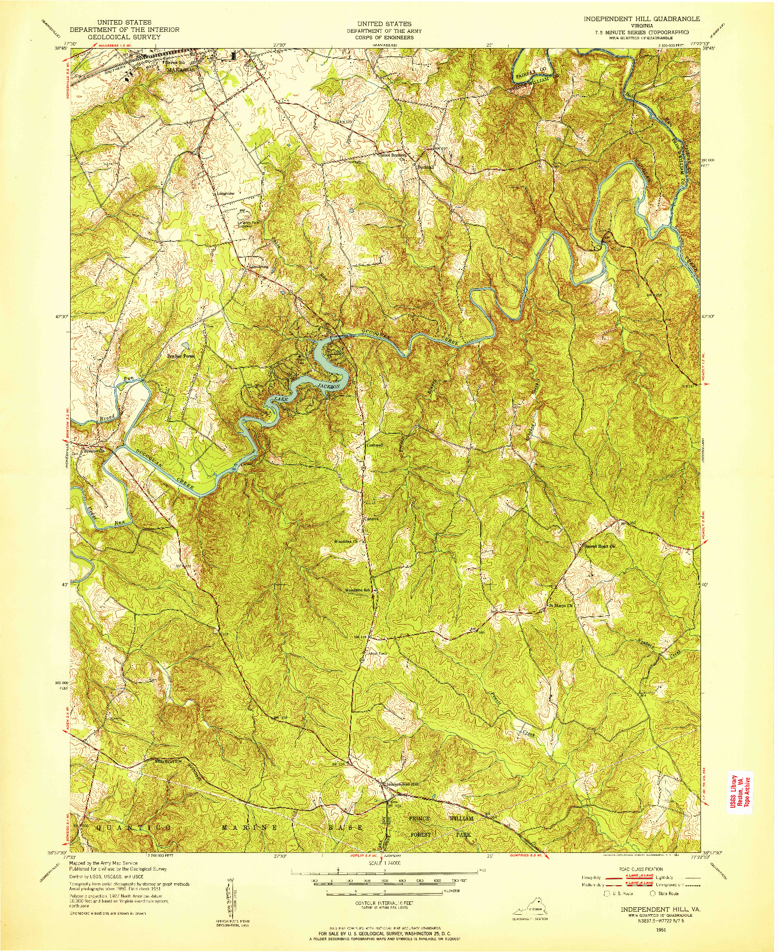 USGS 1:24000-SCALE QUADRANGLE FOR INDEPENDENT HILL, VA 1951