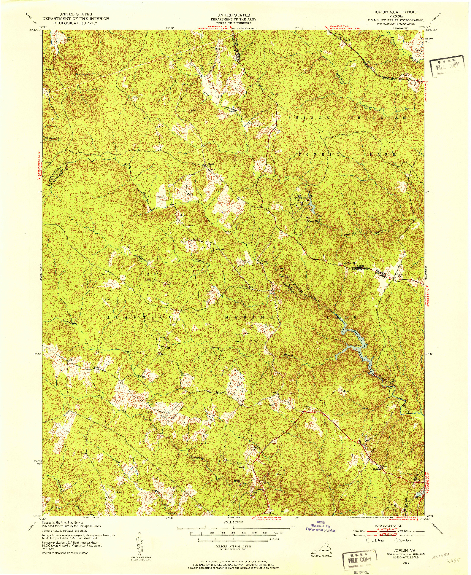 USGS 1:24000-SCALE QUADRANGLE FOR JOPLIN, VA 1951