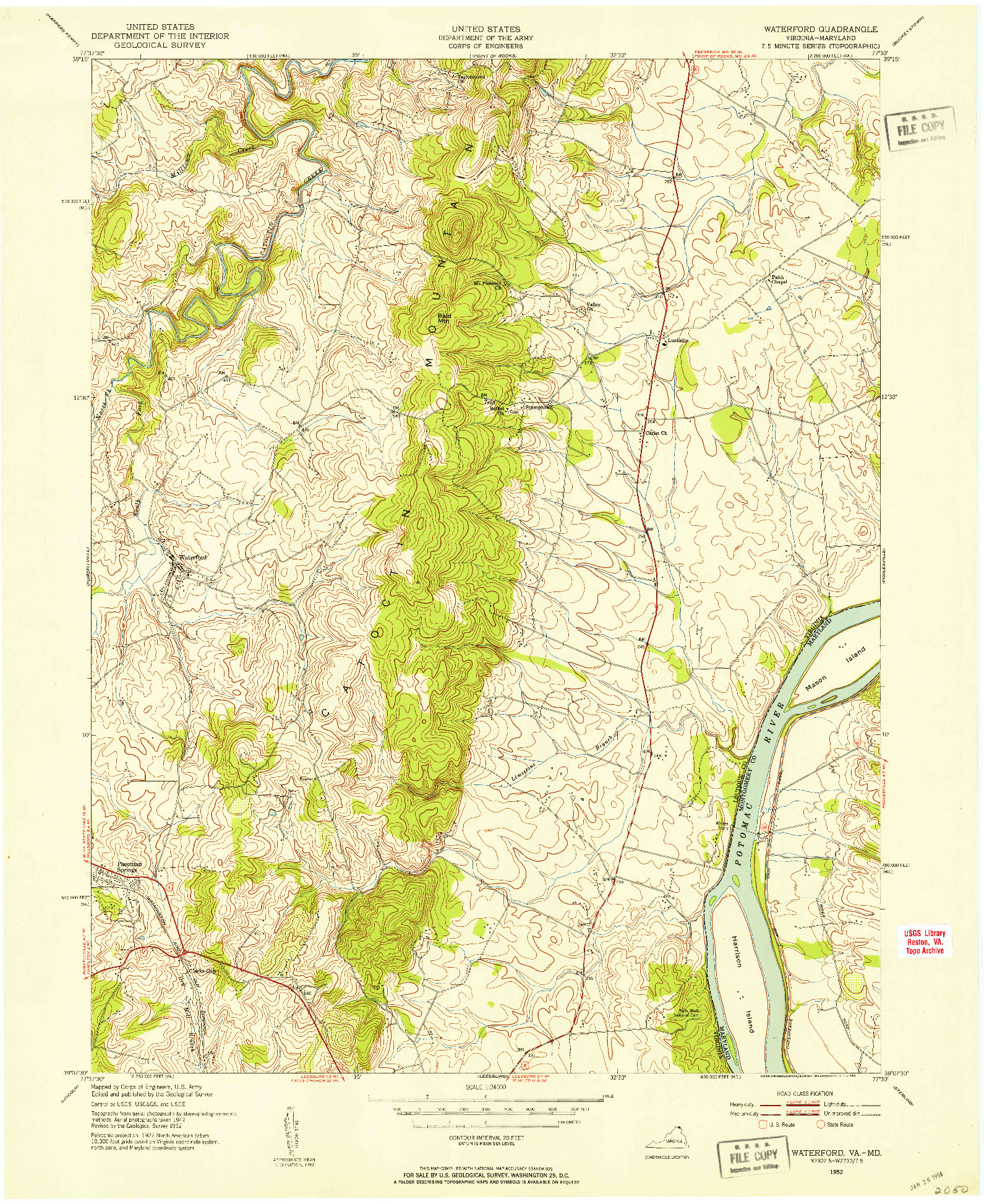 USGS 1:24000-SCALE QUADRANGLE FOR WATERFORD, VA 1952
