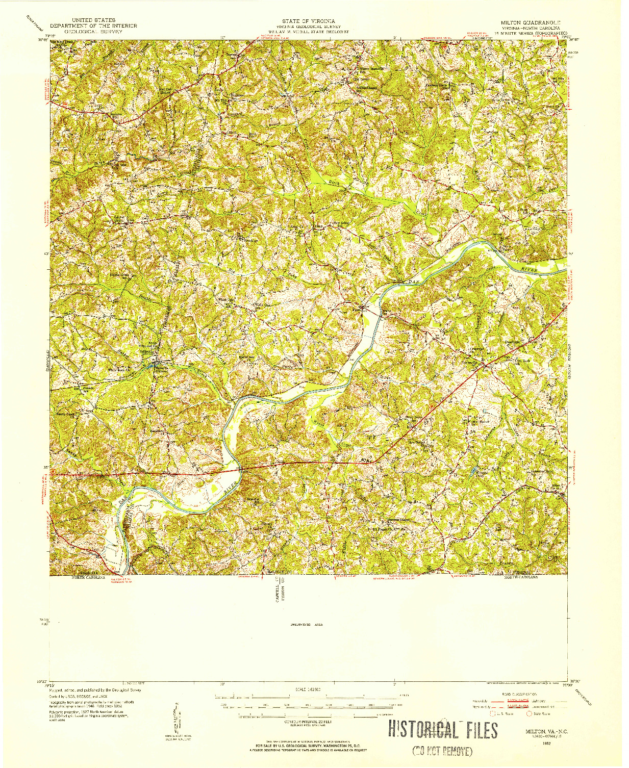 USGS 1:62500-SCALE QUADRANGLE FOR MILTON, VA 1952