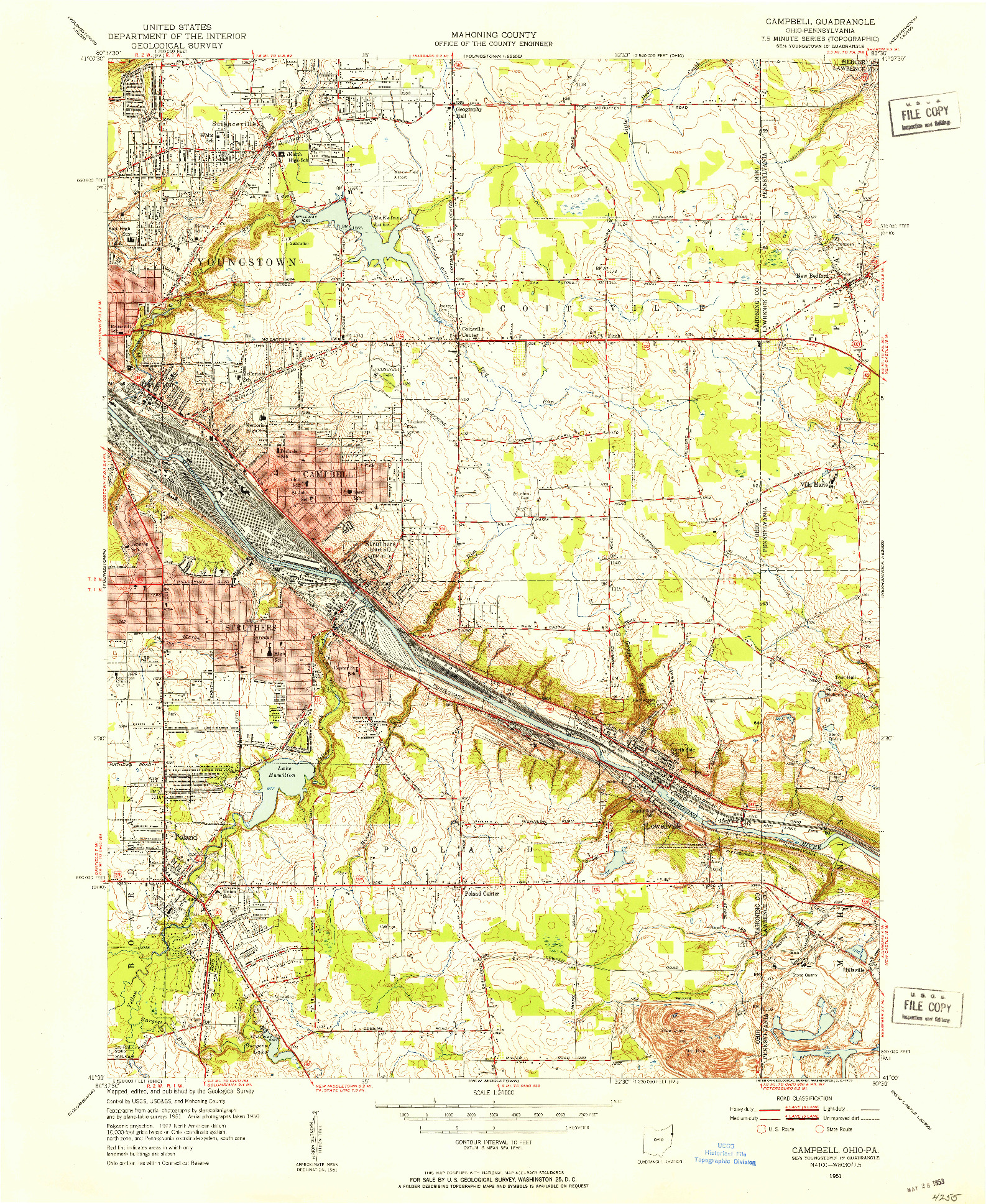 USGS 1:24000-SCALE QUADRANGLE FOR CAMPBELL, OH 1951