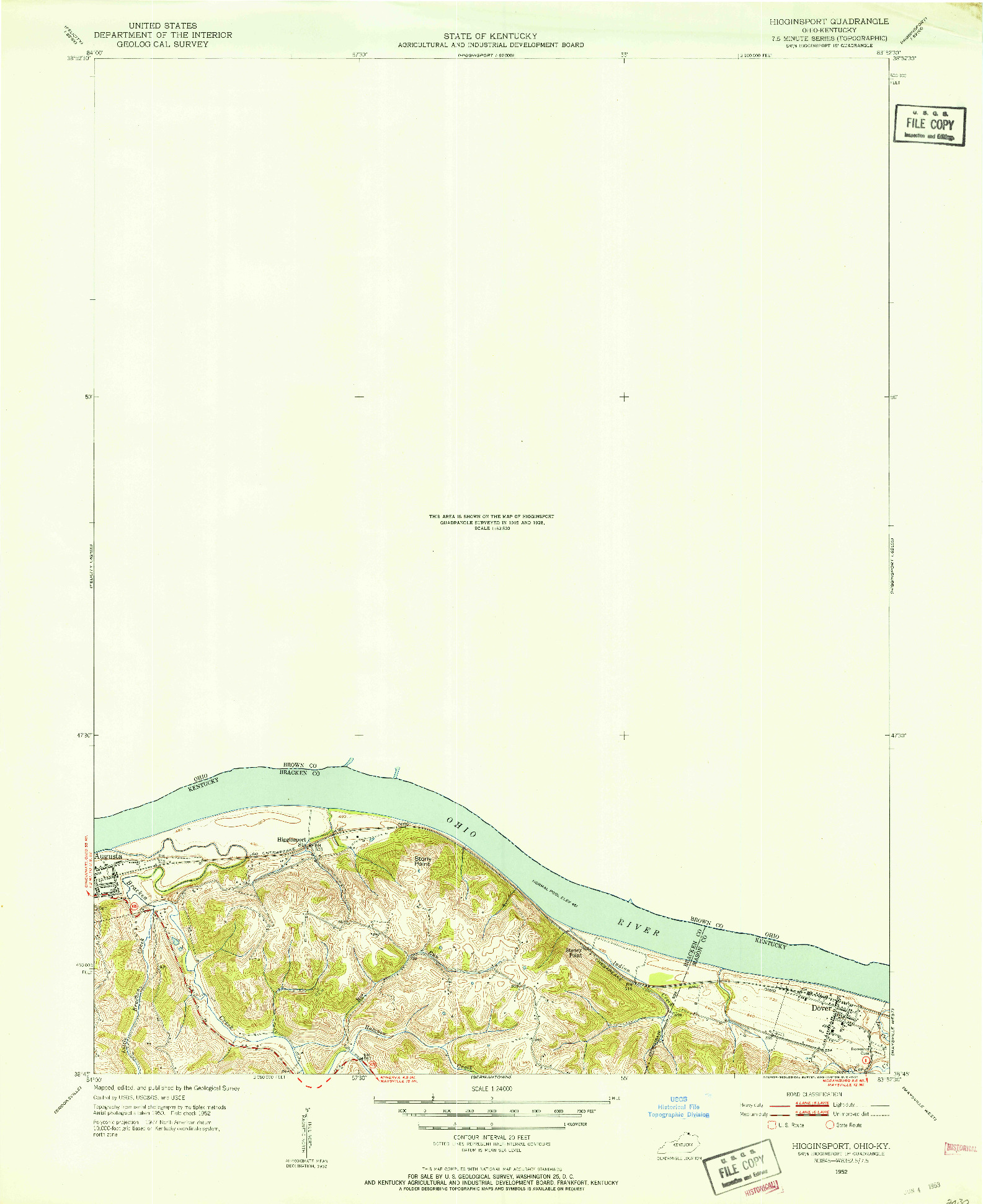 USGS 1:24000-SCALE QUADRANGLE FOR HIGGINSPORT, OH 1952