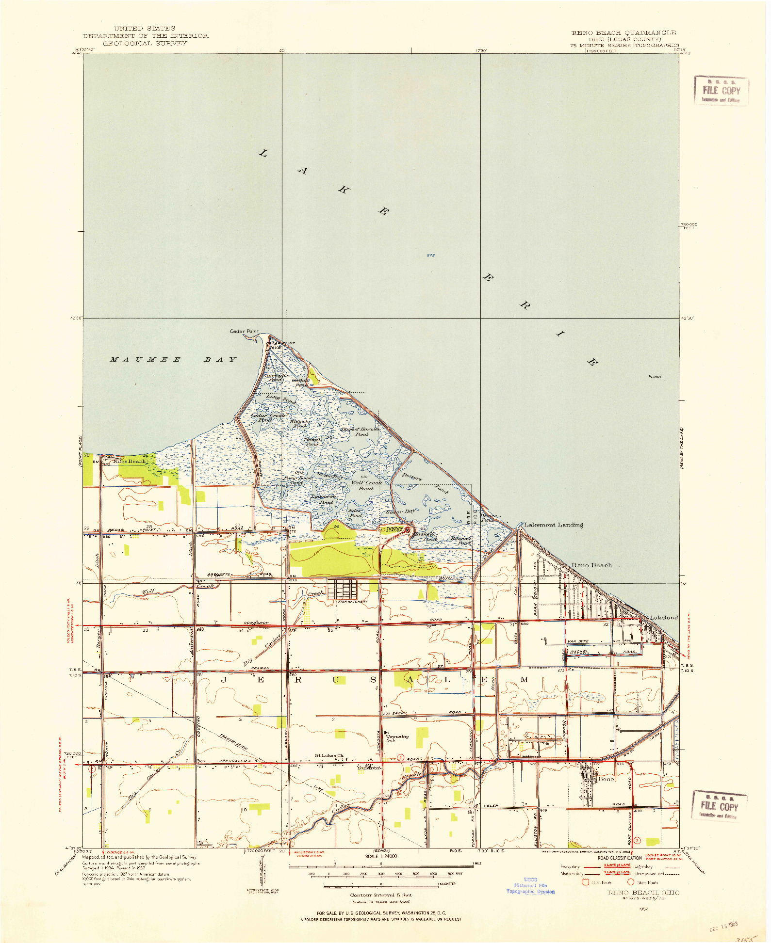 USGS 1:24000-SCALE QUADRANGLE FOR RENO BEACH, OH 1952