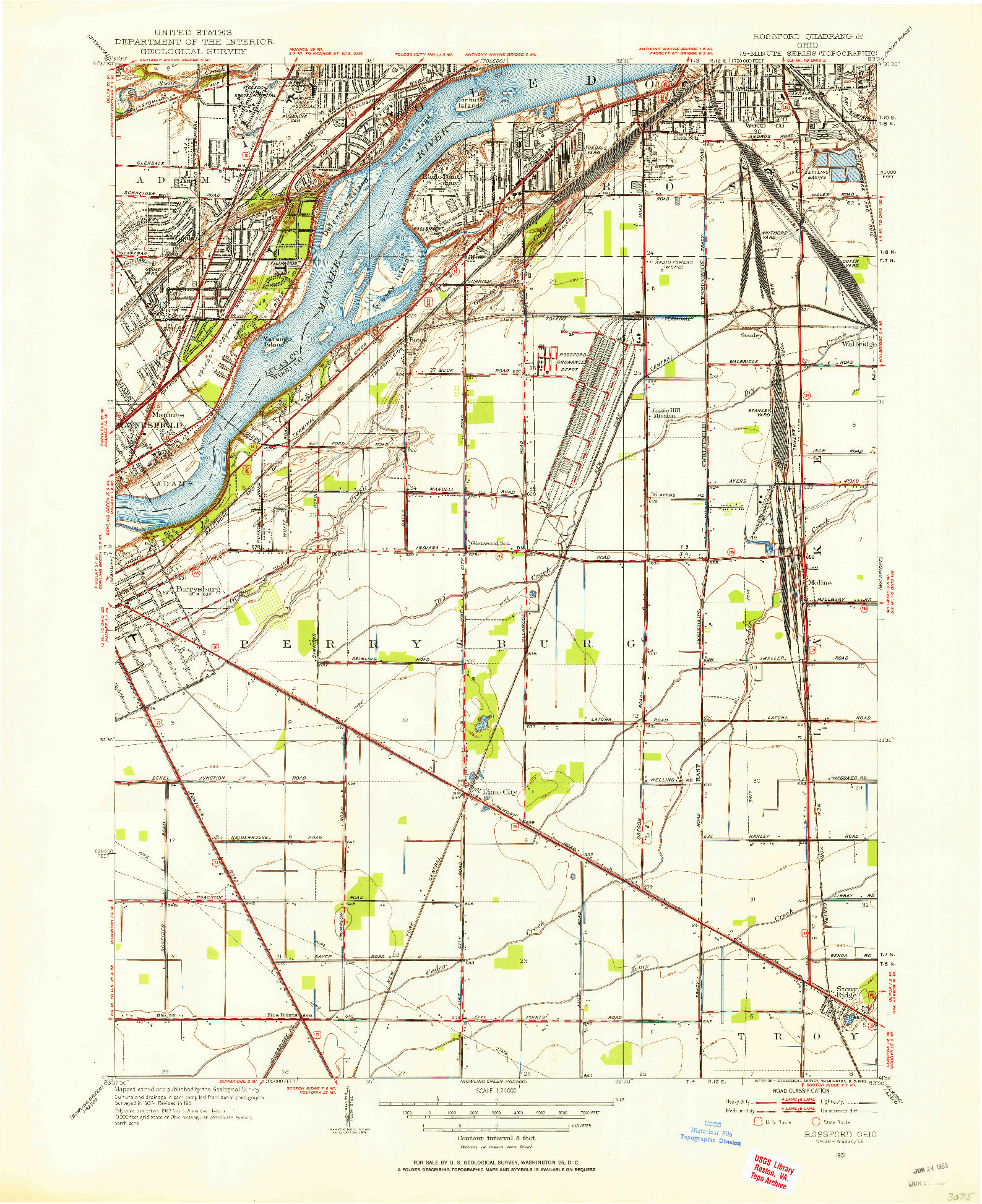 USGS 1:24000-SCALE QUADRANGLE FOR ROSSFORD, OH 1951