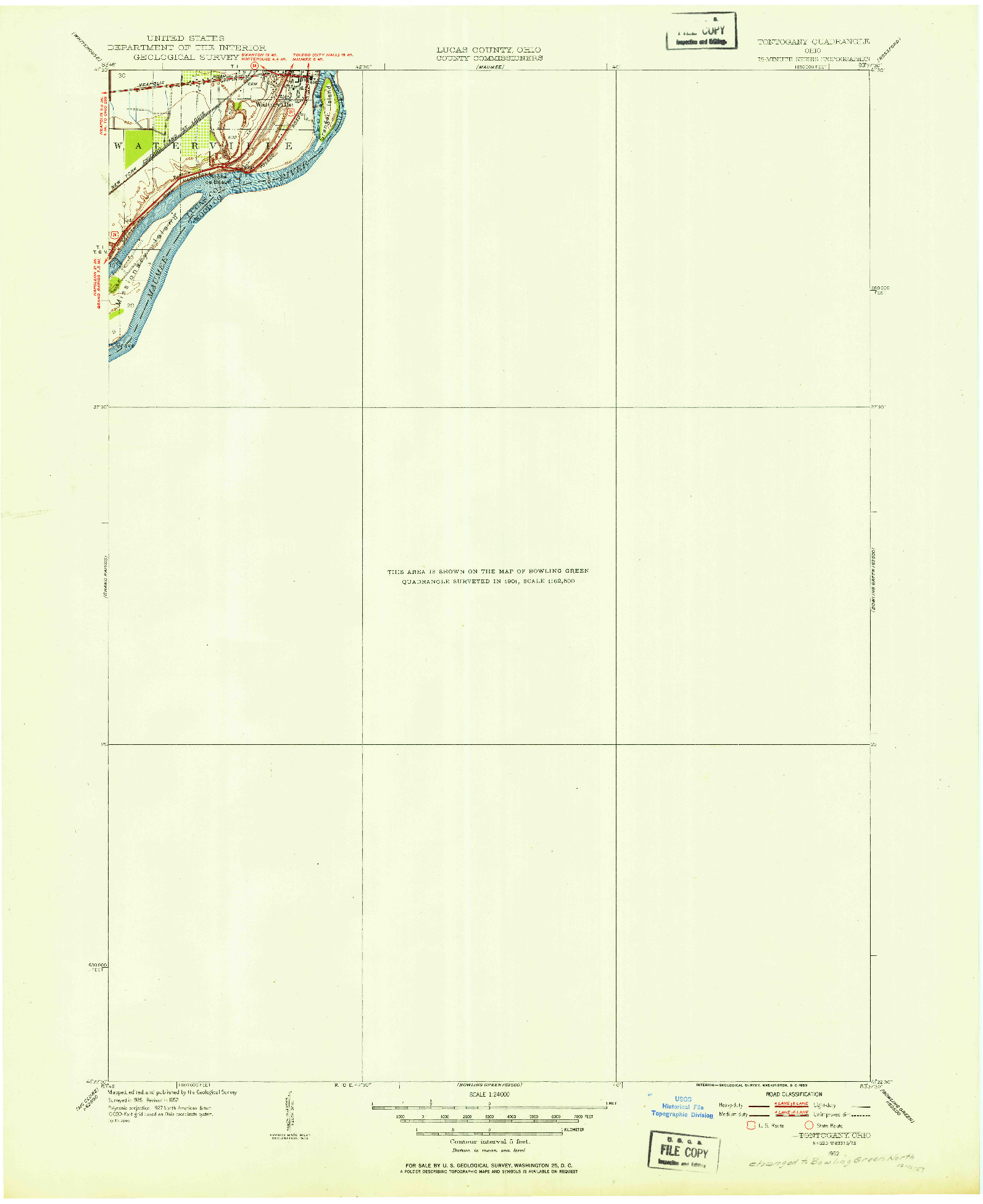 USGS 1:24000-SCALE QUADRANGLE FOR TONTOGANY, OH 1952