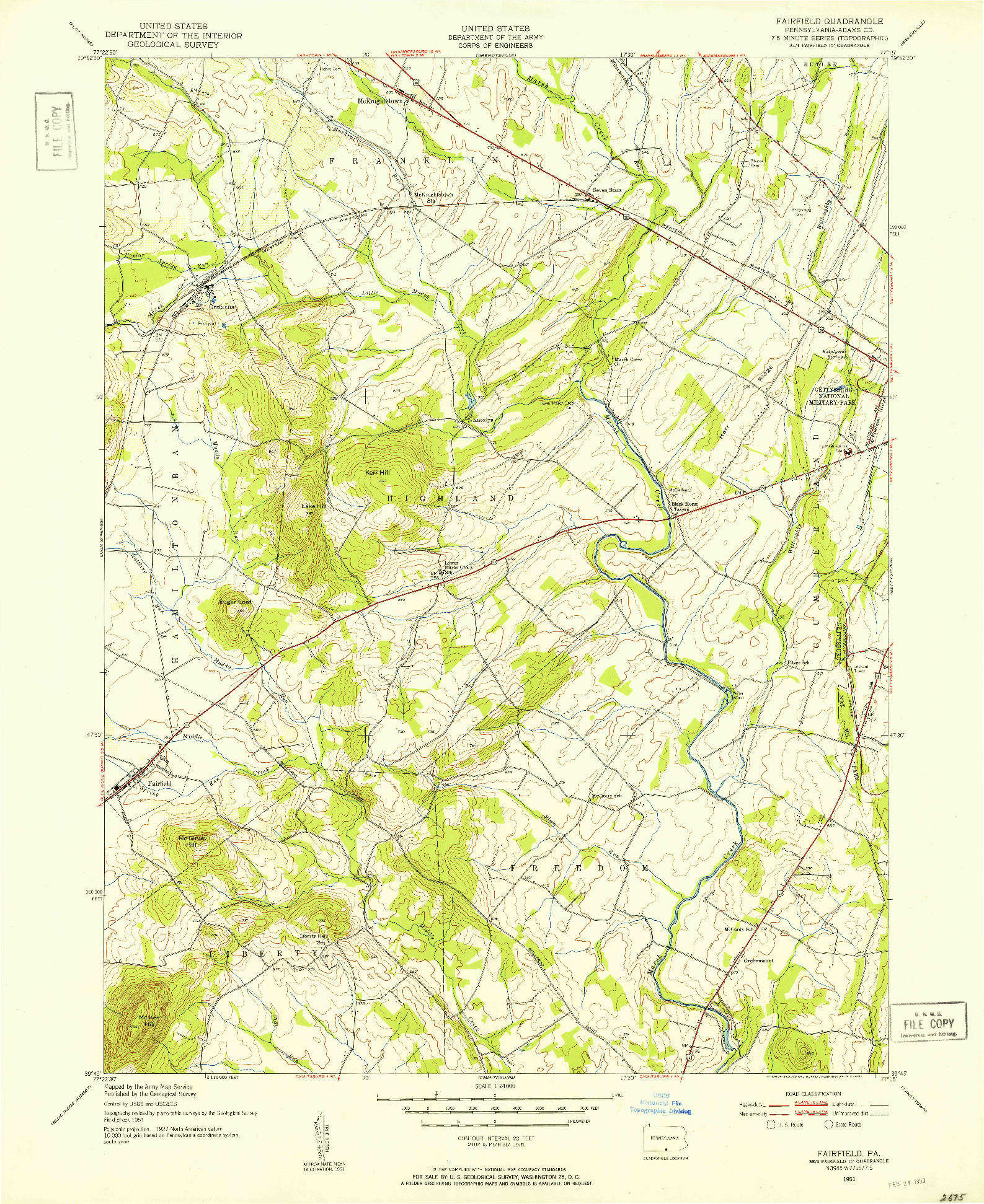 USGS 1:24000-SCALE QUADRANGLE FOR FAIRFIELD, PA 1951