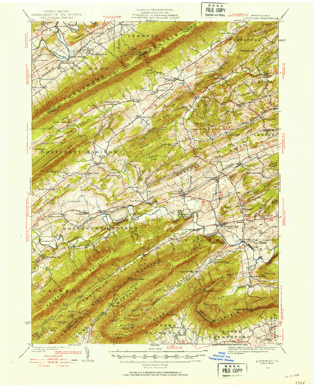 USGS 1:62500-SCALE QUADRANGLE FOR LOYSVILLE, PA 1930