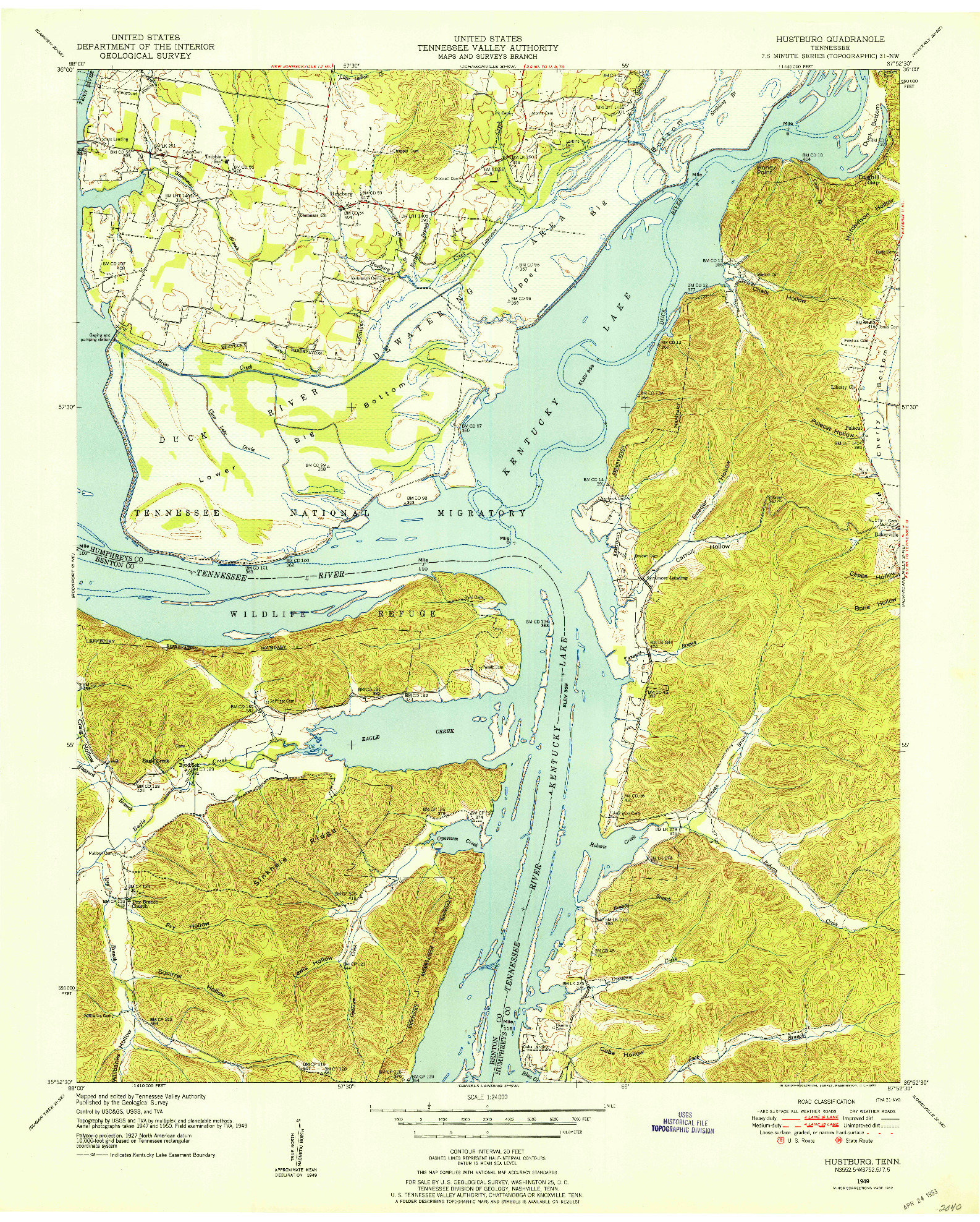 USGS 1:24000-SCALE QUADRANGLE FOR HUSTBURG, TN 1949