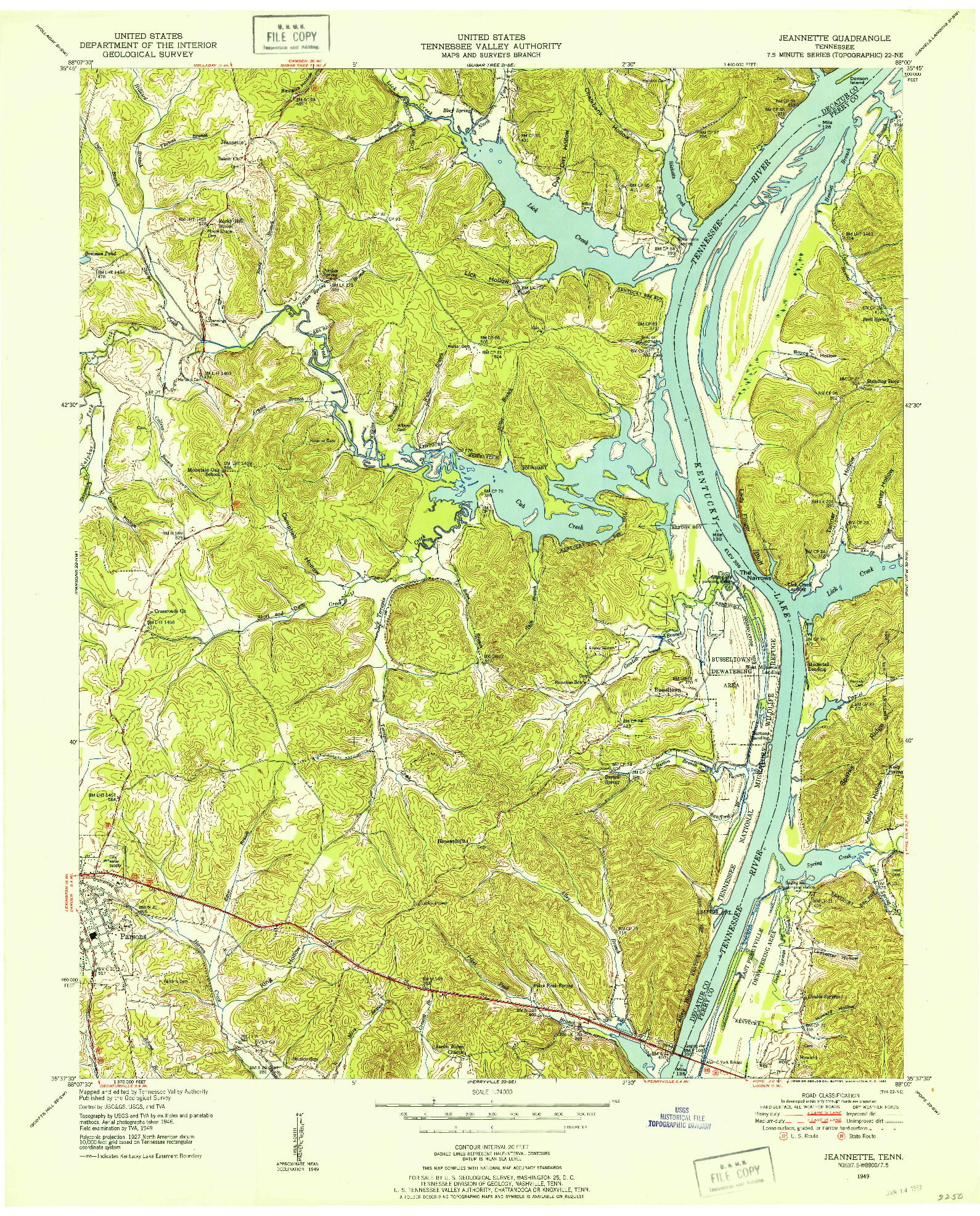 USGS 1:24000-SCALE QUADRANGLE FOR JEANNETTE, TN 1949