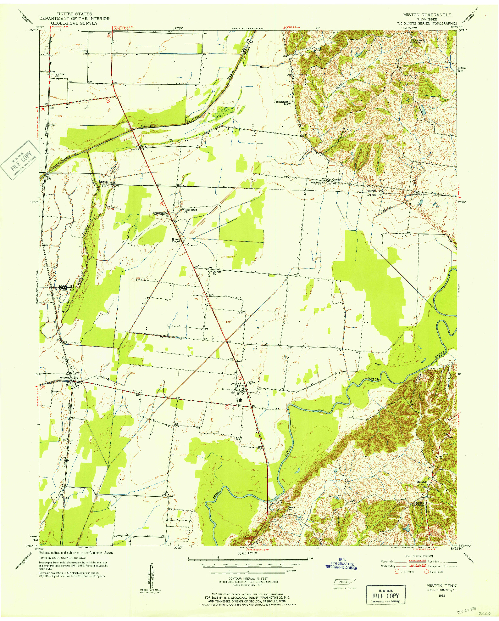 USGS 1:24000-SCALE QUADRANGLE FOR MISTON, TN 1952