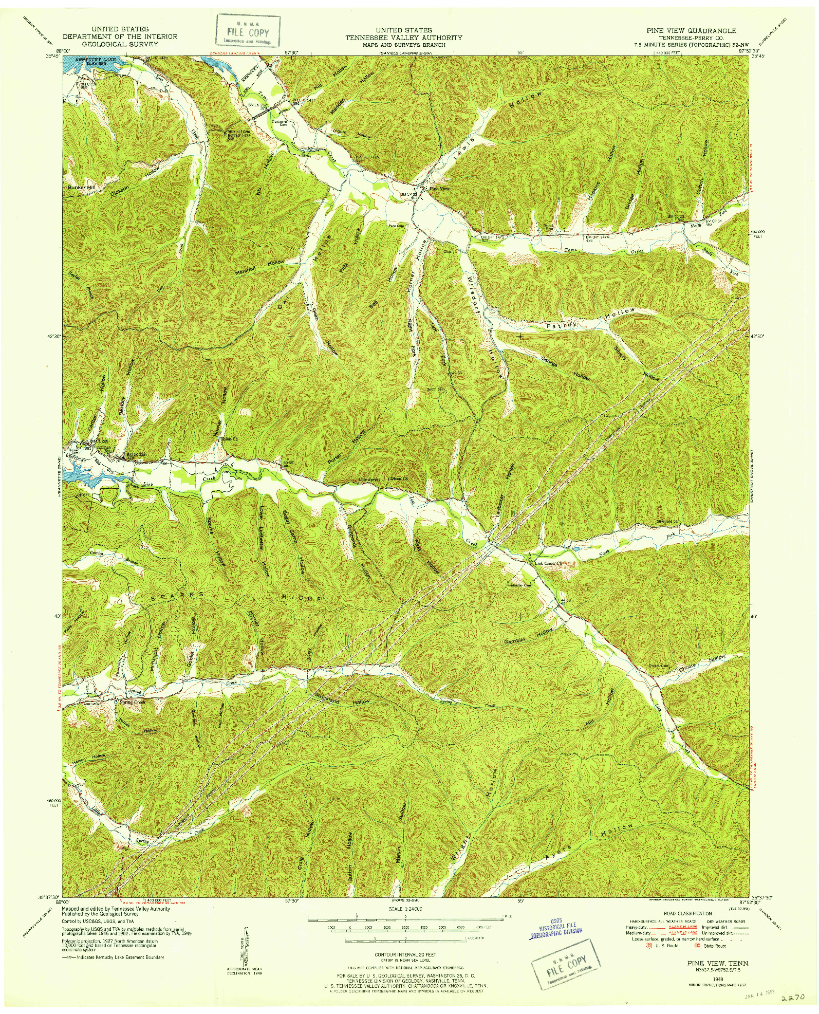 USGS 1:24000-SCALE QUADRANGLE FOR PINE VIEW, TN 1949