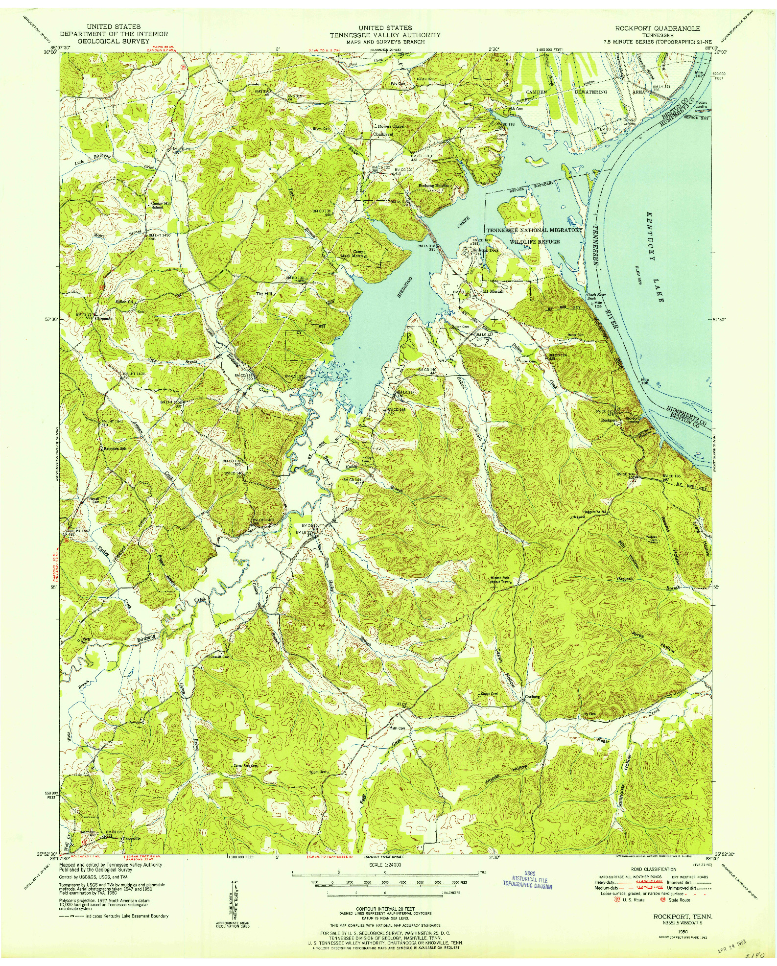 USGS 1:24000-SCALE QUADRANGLE FOR ROCKPORT, TN 1950