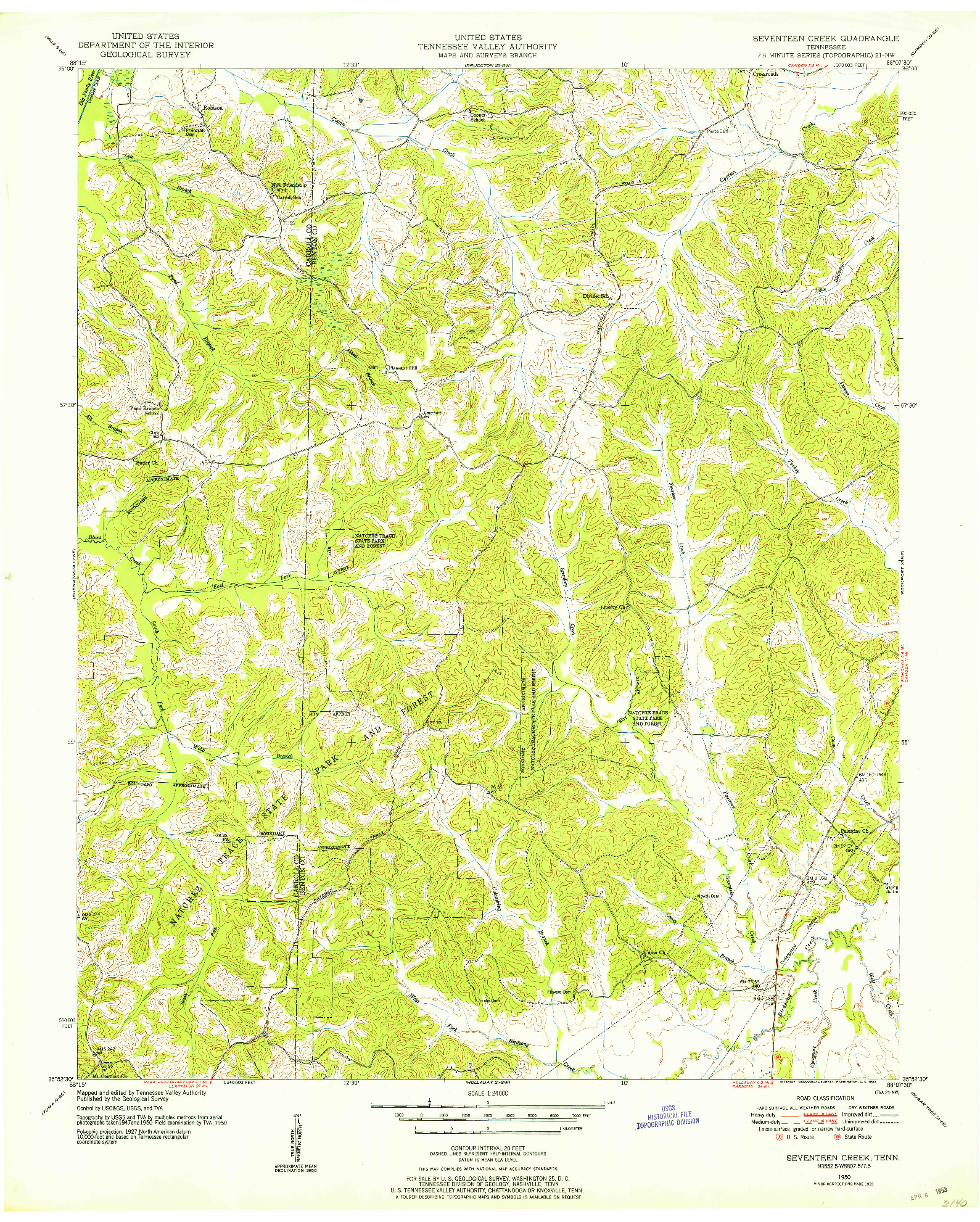 USGS 1:24000-SCALE QUADRANGLE FOR SEVENTEEN CREEK, TN 1950