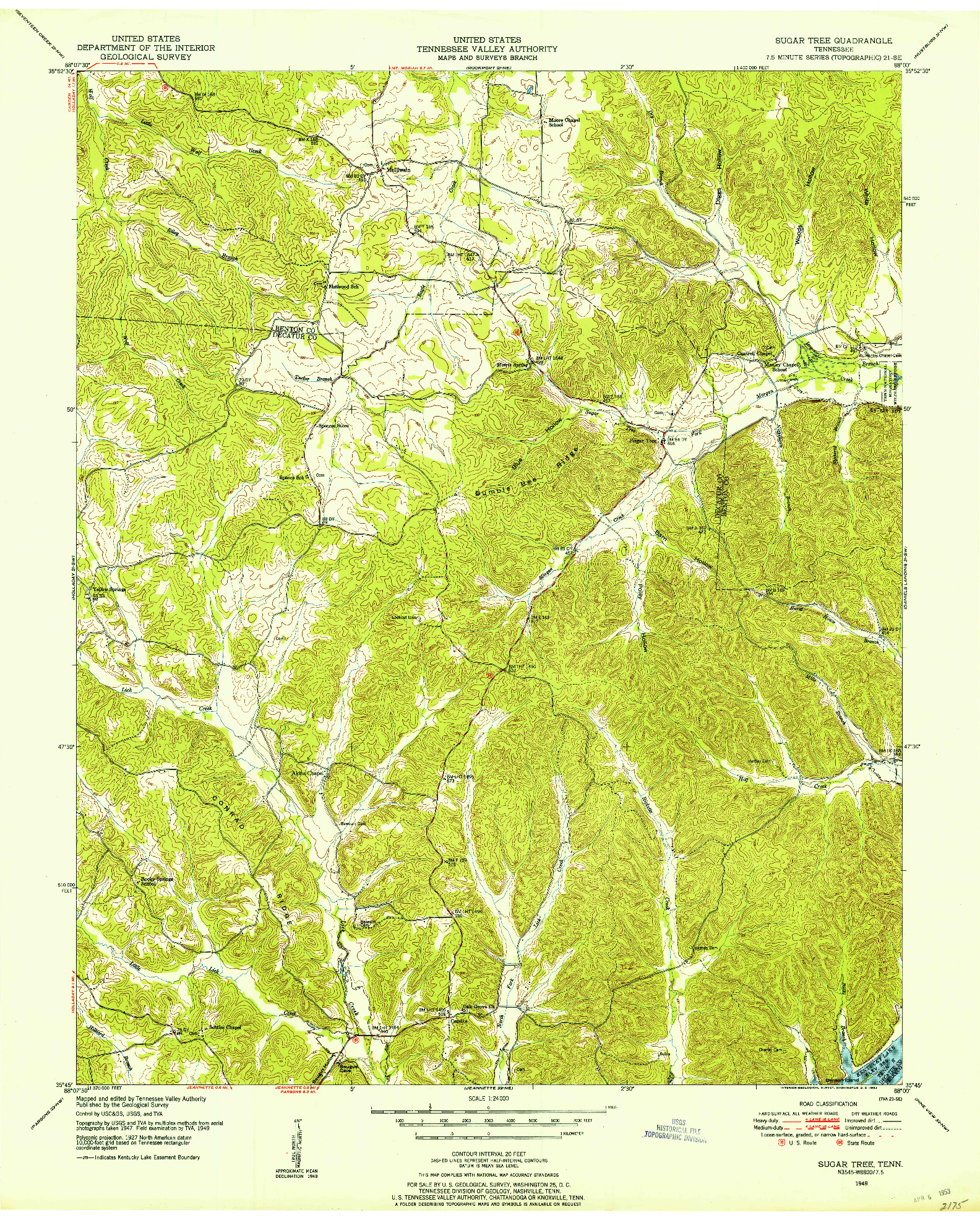 USGS 1:24000-SCALE QUADRANGLE FOR SUGAR TREE, TN 1949