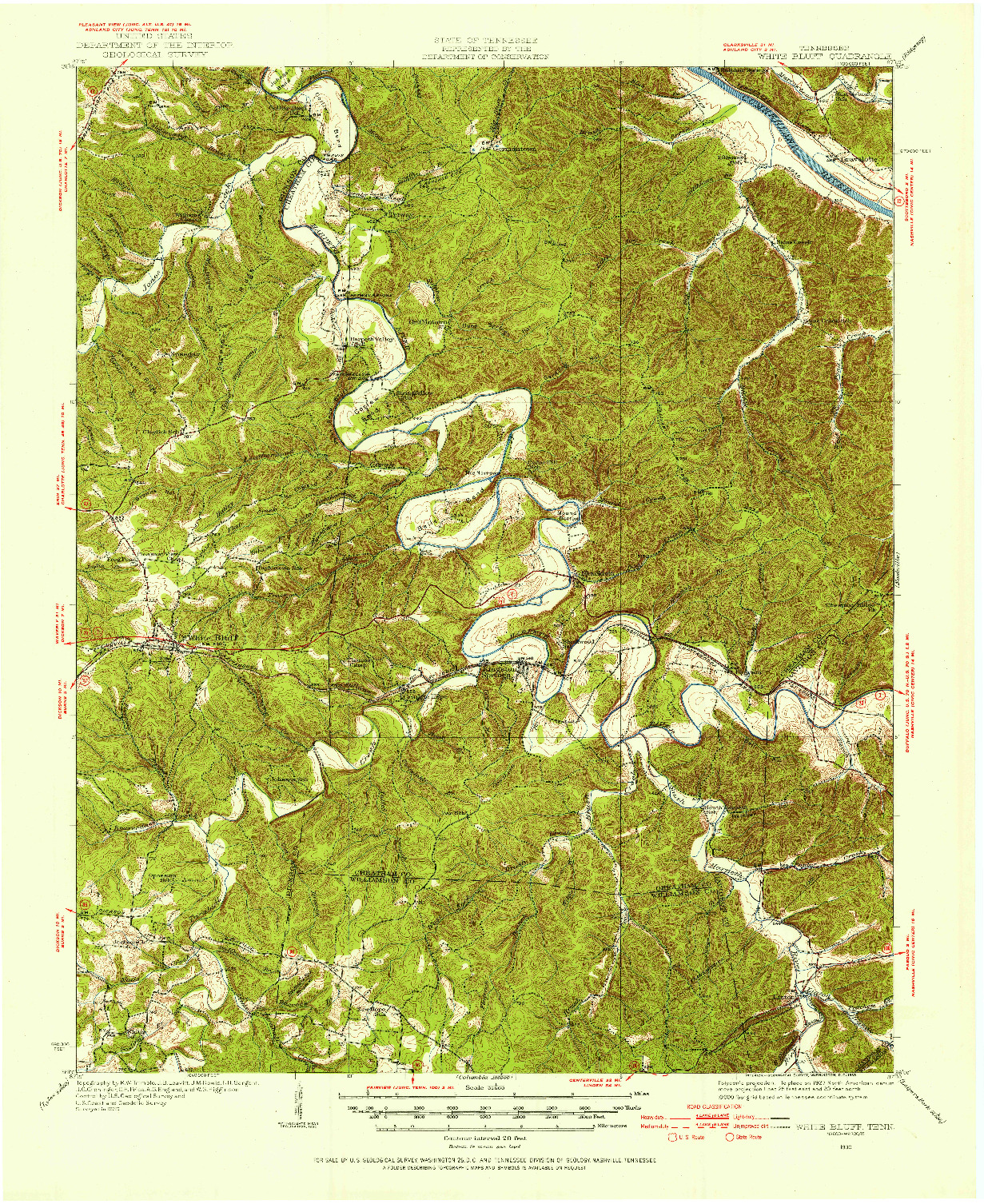 USGS 1:62500-SCALE QUADRANGLE FOR WHITE BLUFF, TN 1930
