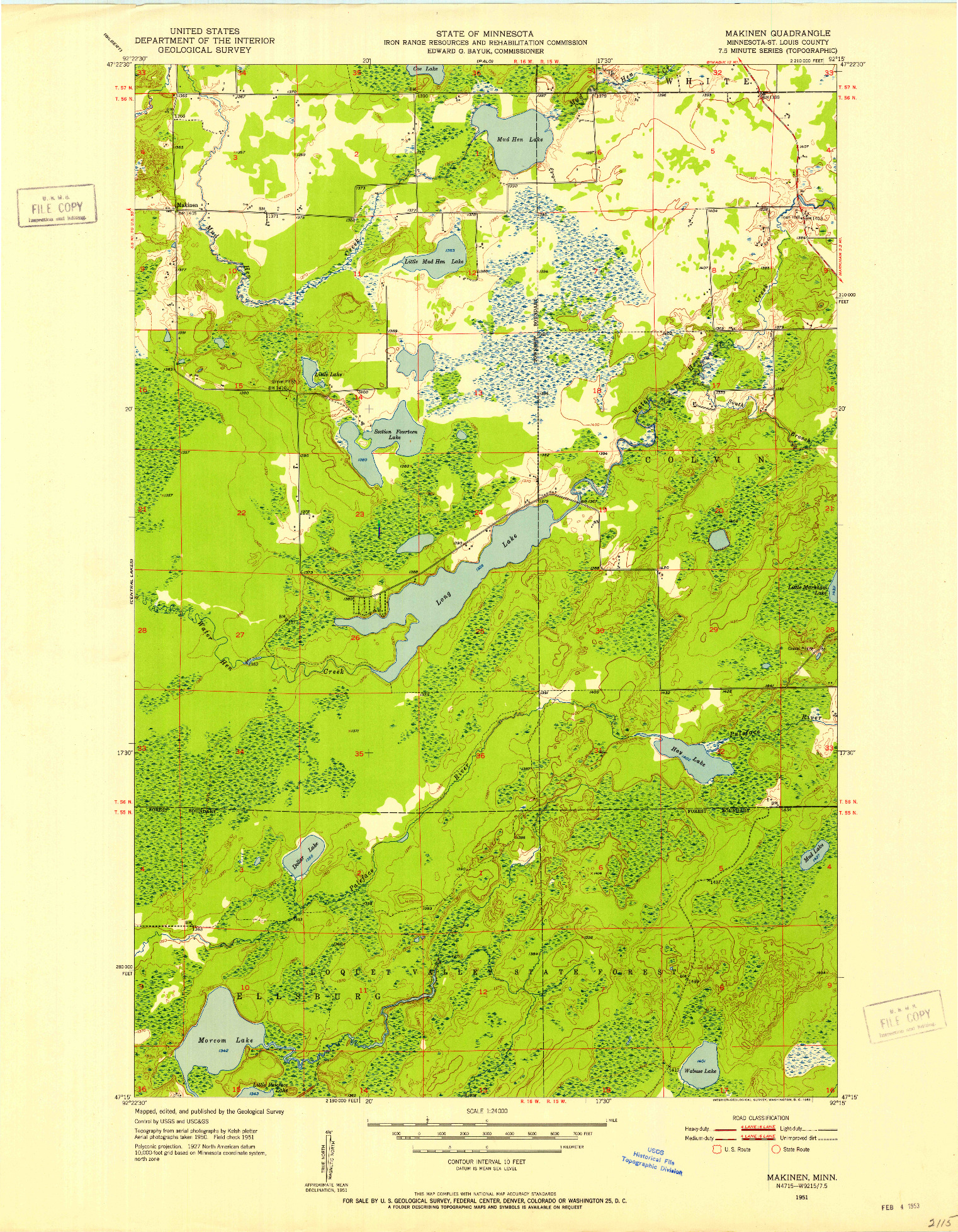 USGS 1:24000-SCALE QUADRANGLE FOR MAKINEN, MN 1951