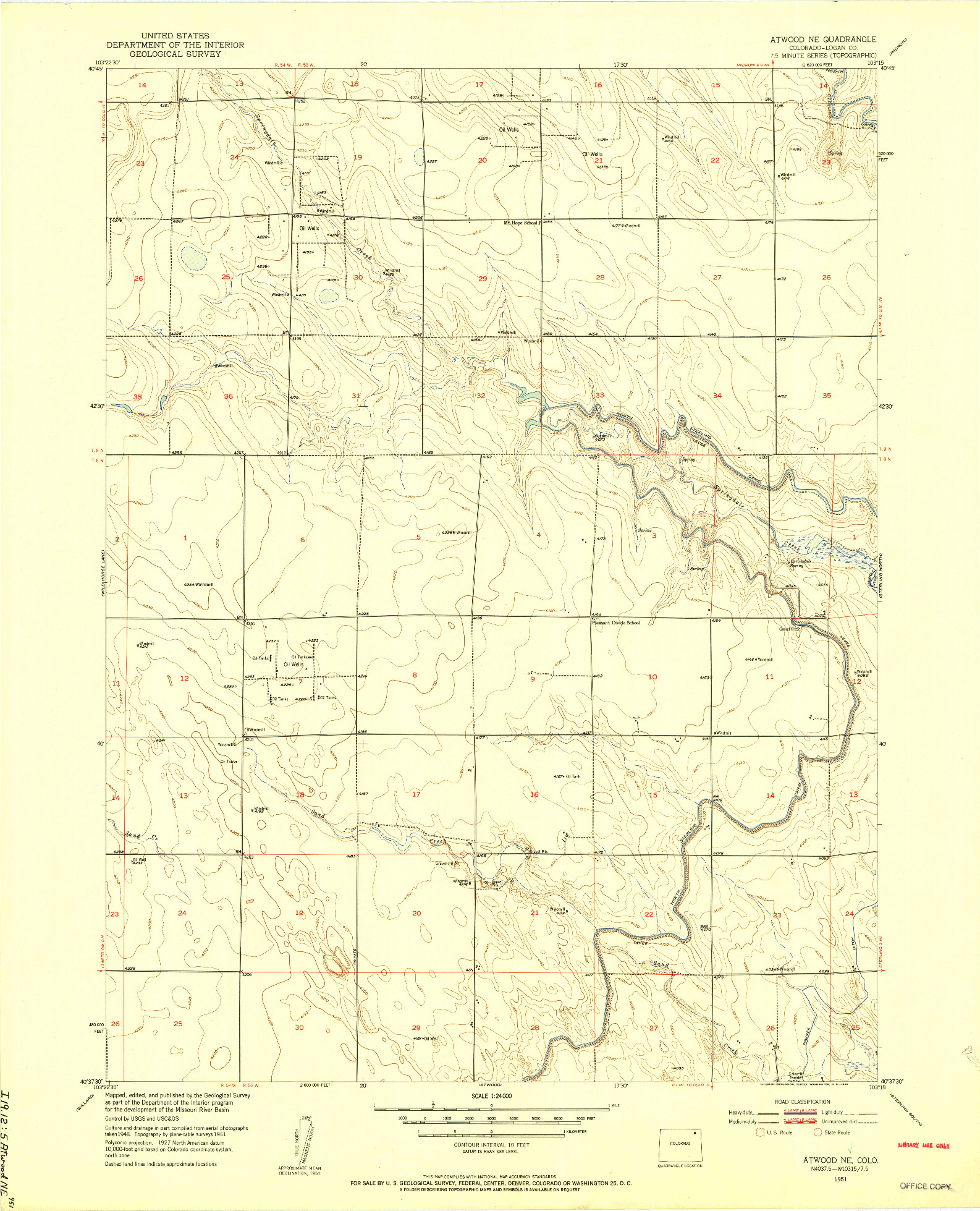 USGS 1:24000-SCALE QUADRANGLE FOR ATWOOD NE, CO 1951