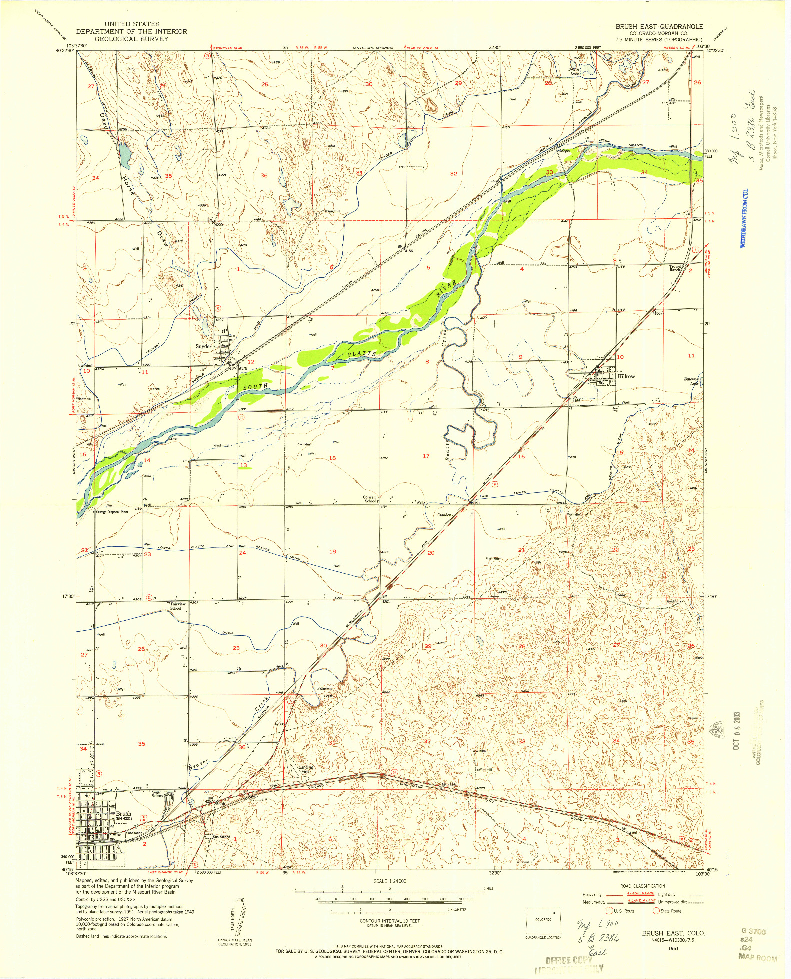 USGS 1:24000-SCALE QUADRANGLE FOR BRUSH EAST, CO 1951