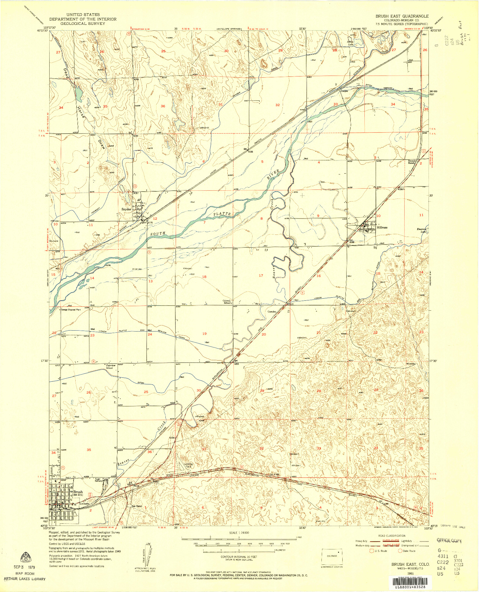 USGS 1:24000-SCALE QUADRANGLE FOR BRUSH EAST, CO 1951